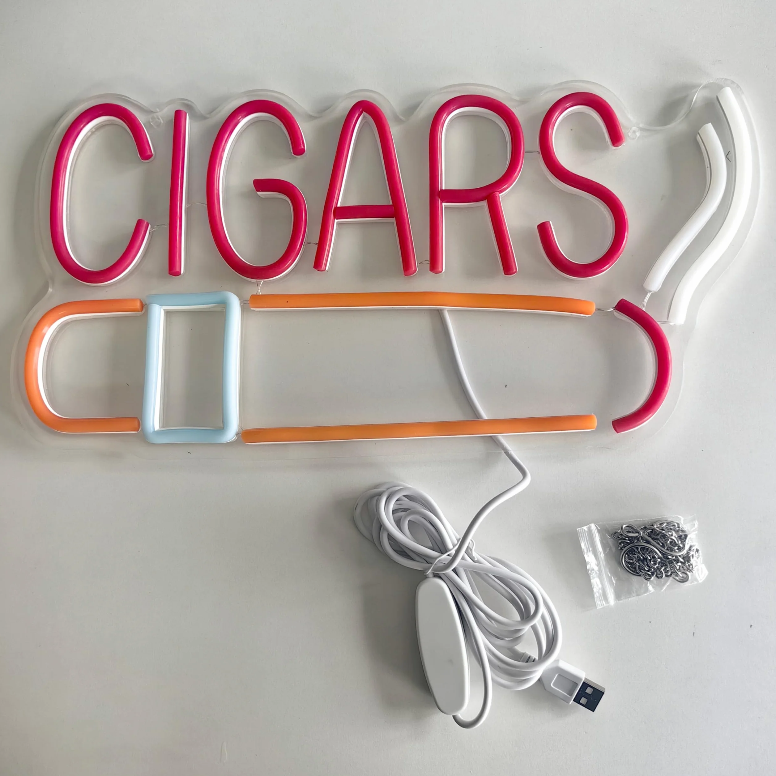 Neonowy znak z cygarami, ściemniana lampa LED do wędzarni, salonu cygarowego, pubu, domowego baru i na imprezę, dekoracja ścienna do jaskini, zasilanie przez USB