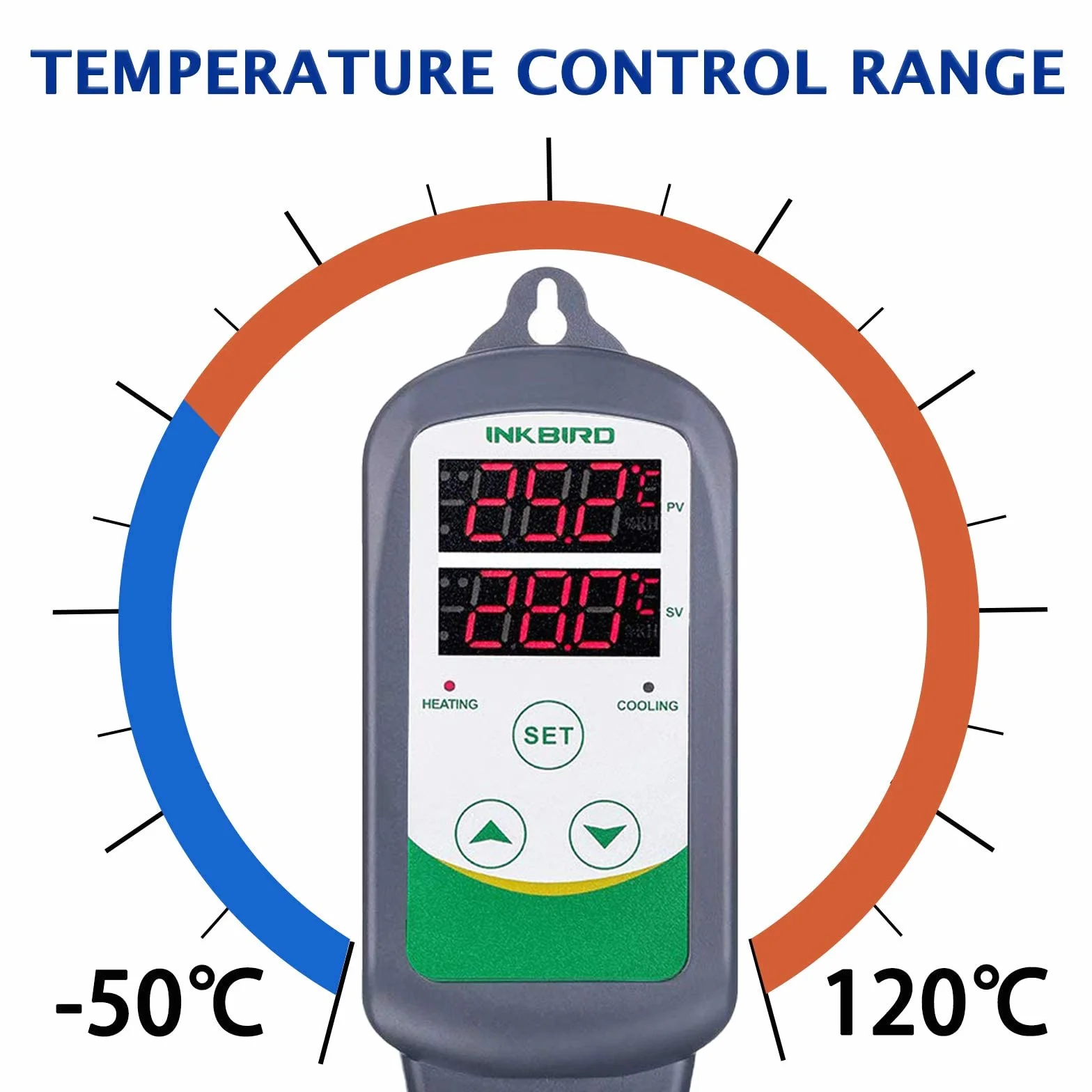 Inkbird ITC-308 Cyfrowy regulator temperatury z czujnikiem, przełącznikiem temperatury ogrzewania i chłodzenia, termostatem 230V
