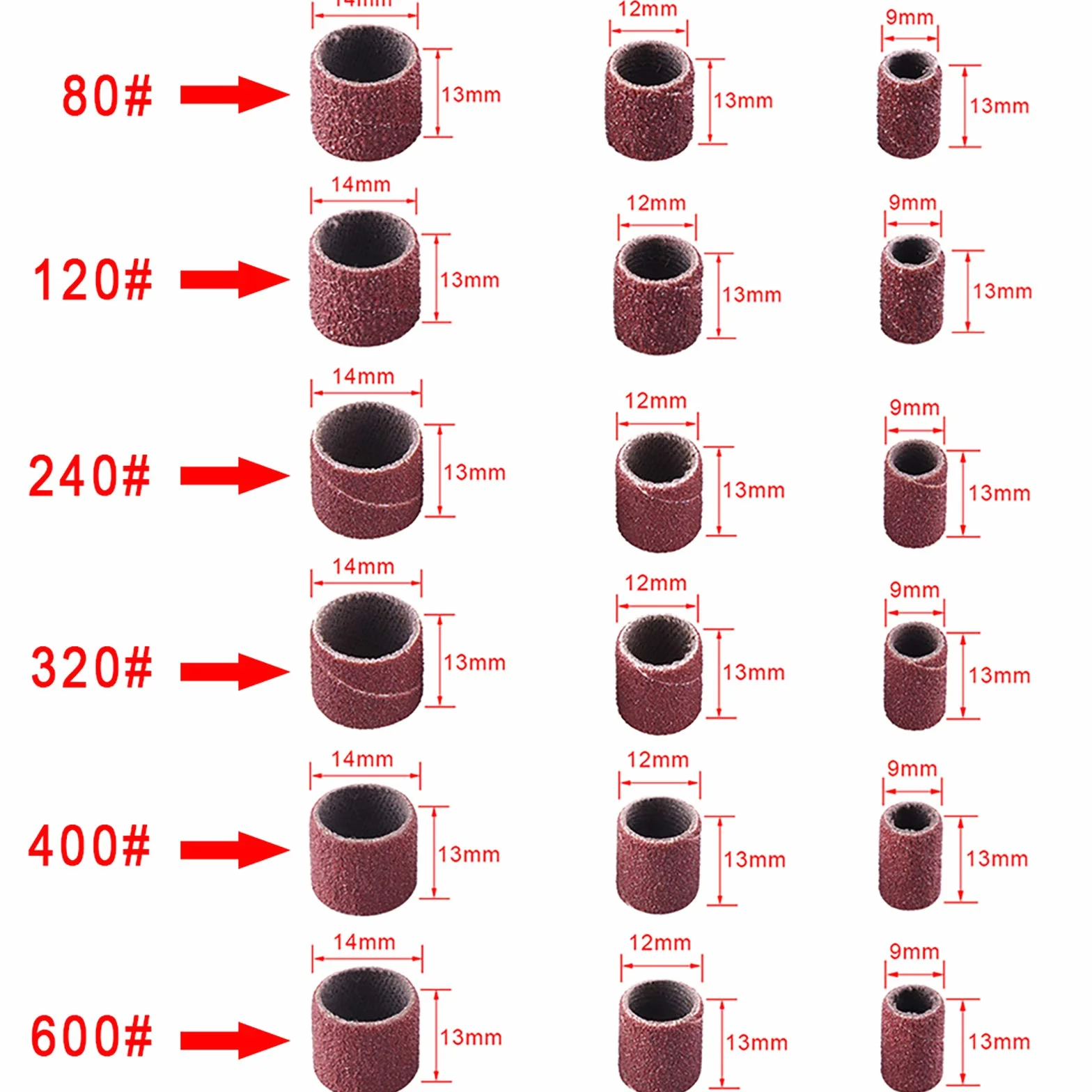 SIQUK 384-częściowy zestaw szlifierek bębnowych zawierający 360 sztuk tulejek do szlifowania paznokci i 24 trzpienie bębnowe do narzędzia obrotowego Dremel