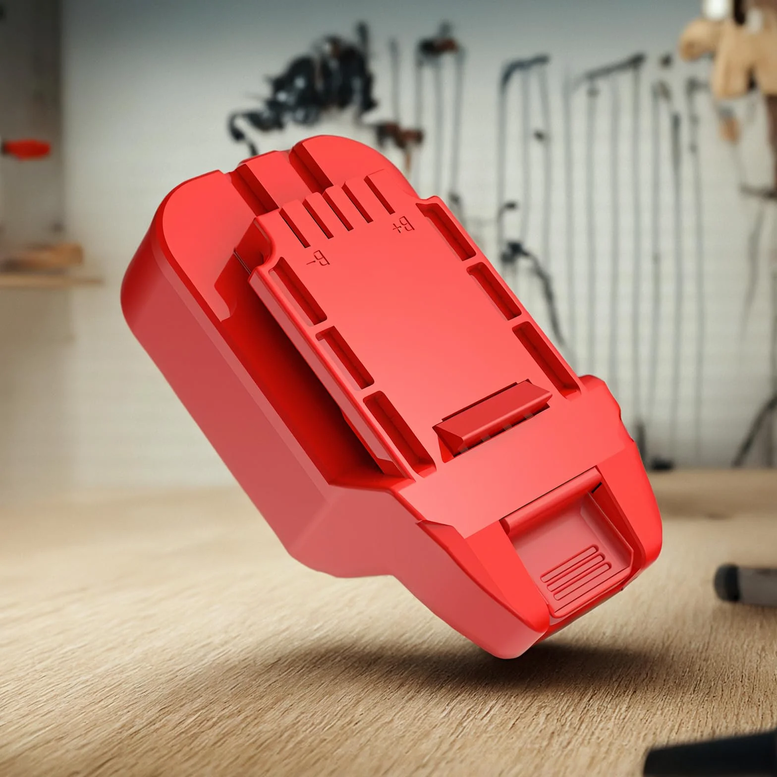 Adapter kompatybilny z narzędziami bezprzewodowymi Bauer 20 V do akumulatorów litowych DeWalt 20 V MAX XR Slider, pojedynczy adapter, czerwony, standardowy