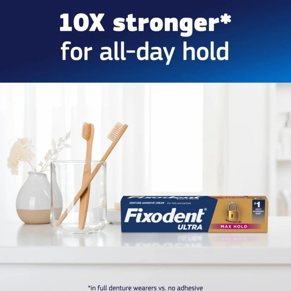 Fixodent Ultra Max Hold dentystyczny klej do zębów, 62,4 g, opakowanie 3 szt