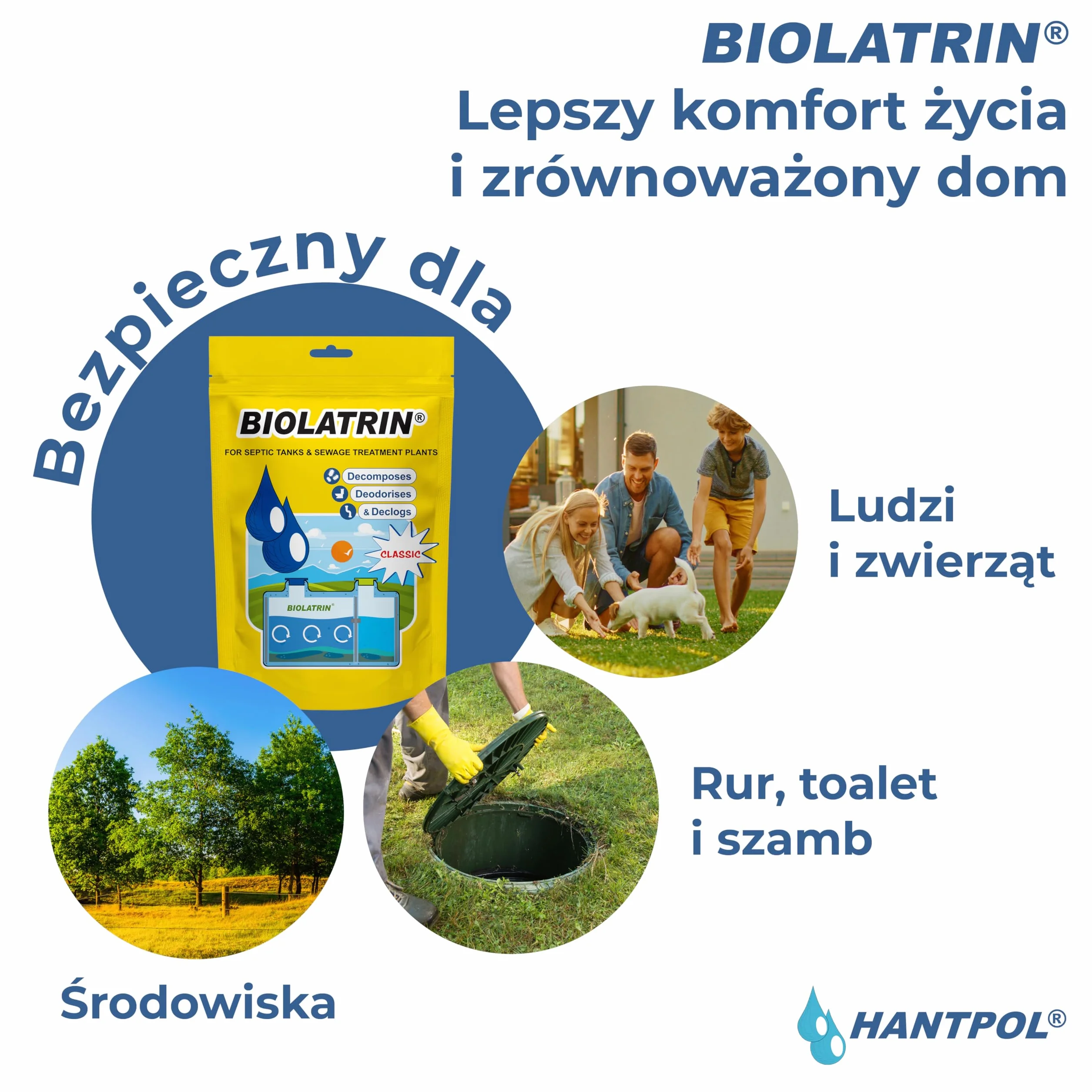 Zaawansowana biologiczna obróbka szamba - do domu, na podwórko, do obiektów rekreacyjnych - szybkie rezultaty - nadaje się do nowoczesnych systemów - 400 g - BIOLATRIN CLASSIC