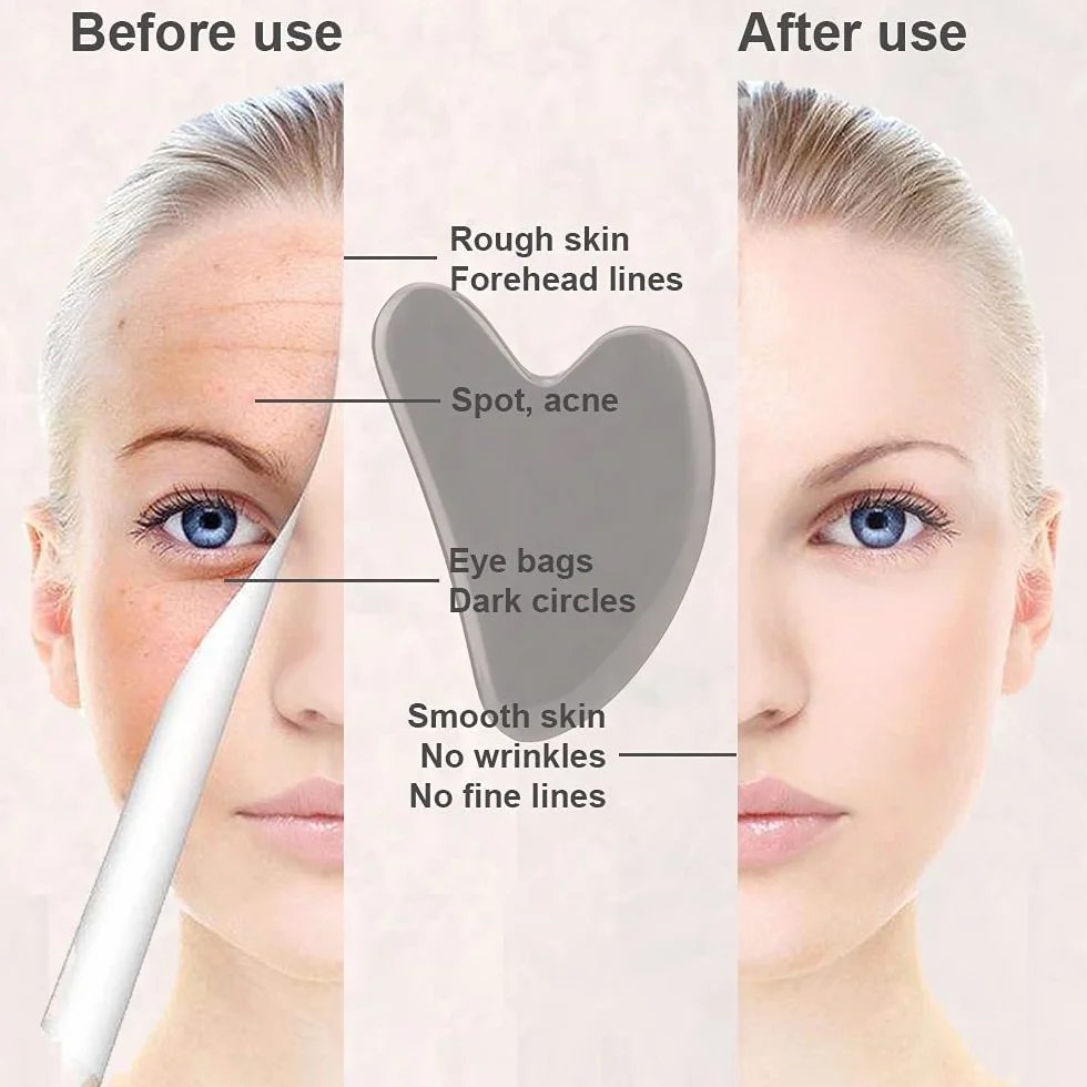 Gua Sha kamień naturalny kształt serca, narzędzie do masażu twarzy, różowy kwarc, prezent na Dzień Kobiet, terapia akupunktura, punkt spustowy zapobiegający starzeniu się skóry (czarny)