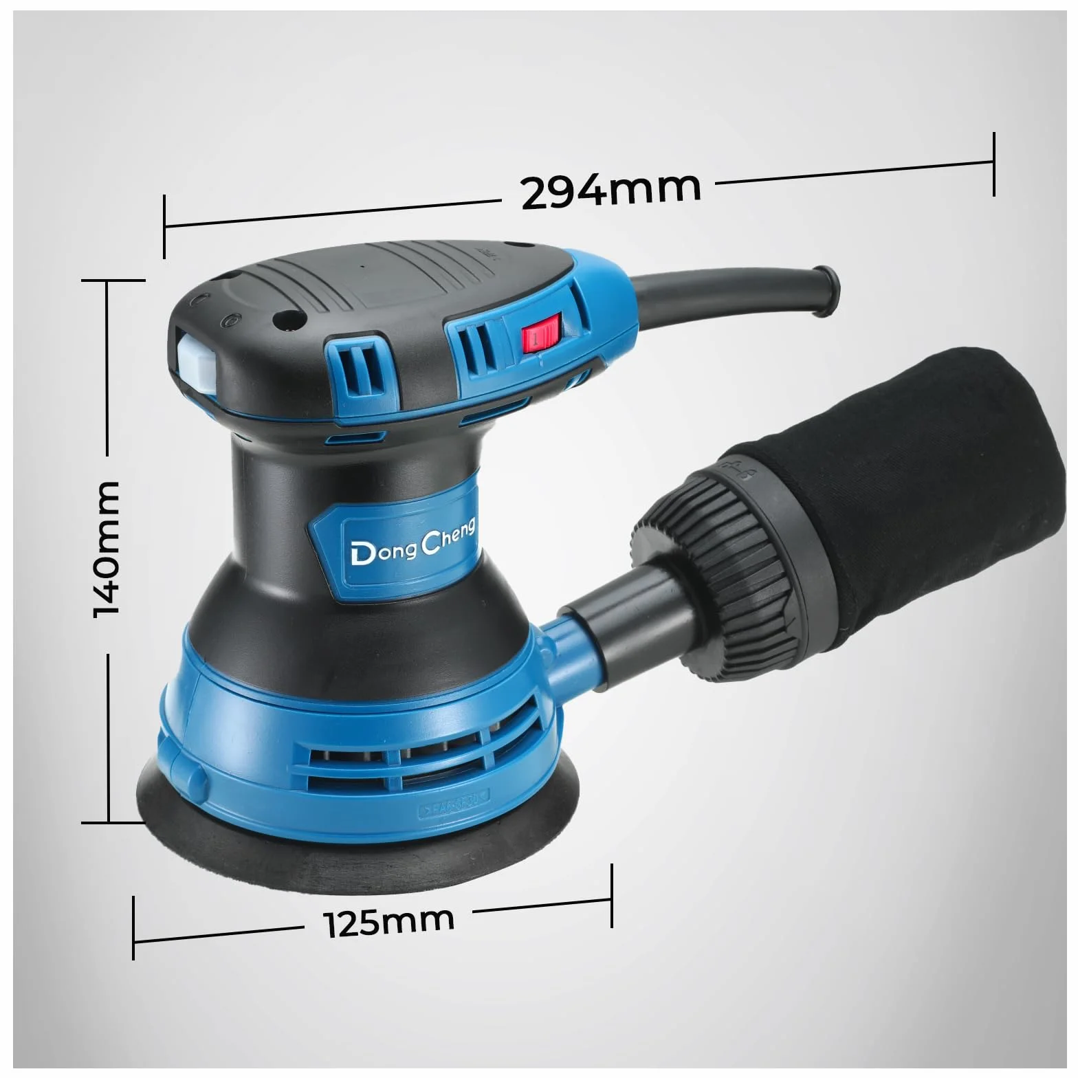 Dong Cheng Szlifierka mimośrodowa 300 W, 125 mm, 6 prędkości, 4000 – 12000 obr./min, system zbierania kurzu z 10 tarczami szlifierskimi, idealna do projektów obróbki drewna