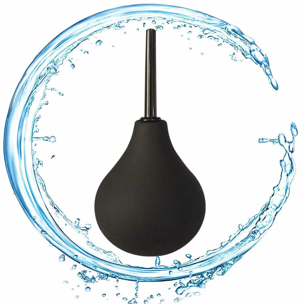 TSHAOUN Bulb Douche dla mężczyzn i kobiet, wielokrotnego użytku, silikonowa cienka dysza, bezpieczna, wygodna, gumowa myjka, zestaw do czyszczenia, 160 ml (czarna), 15,5 x 7 cm