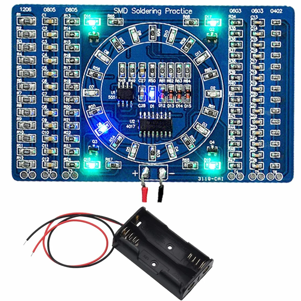 SMD zestaw do ćwiczeń lutowania DIY SMD SMT komponenty CD4017 obrotowy NE555 - ćwiczenia lutowania deska do ćwiczeń DIY