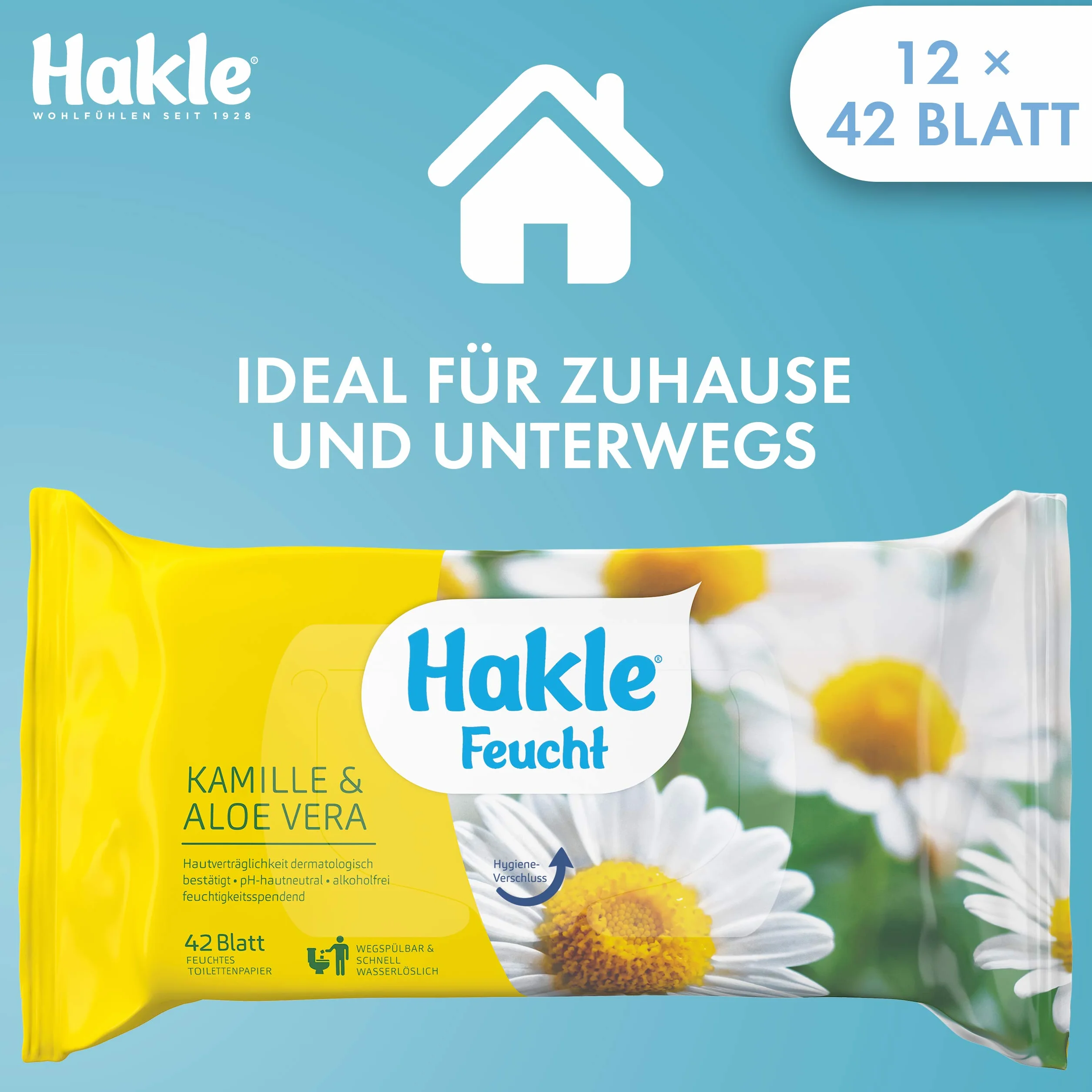 Hakle - Wilgotny rumianek i aloes, 12 opakowań