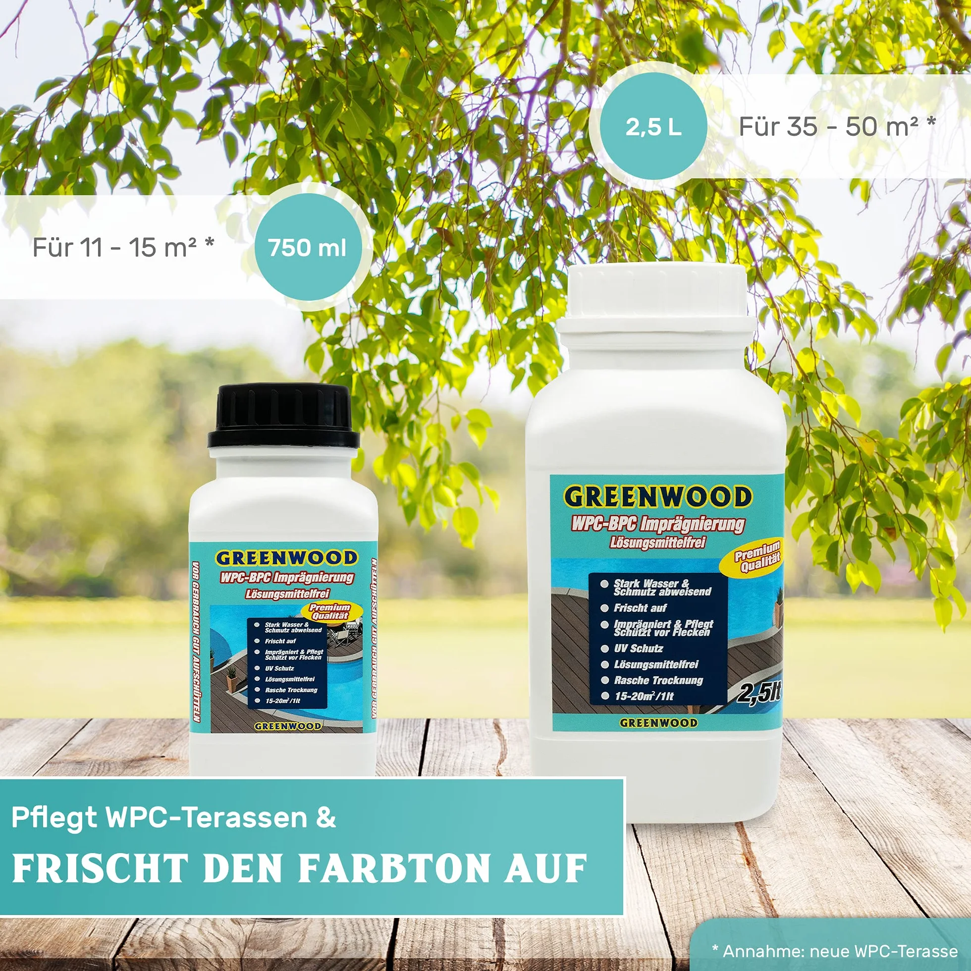 Greenwood - Impregnacja premium WPC - antracyt - szary 750 ml #3L - bez rozpuszczalników - bez oparów - przyjazny dla zwierząt domowych - nieszkodliwy.