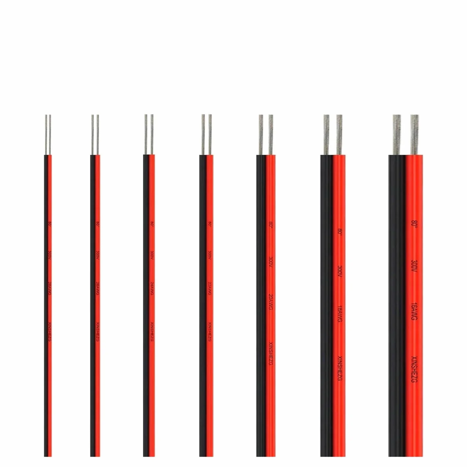 Przewód elektryczny 2-pinowy cynowany miedziany izolowany PVC czerwony czarny do jednokolorowych taśm LED 18/26/28 AWG przedłużacz (100M-328FT_16AWG)