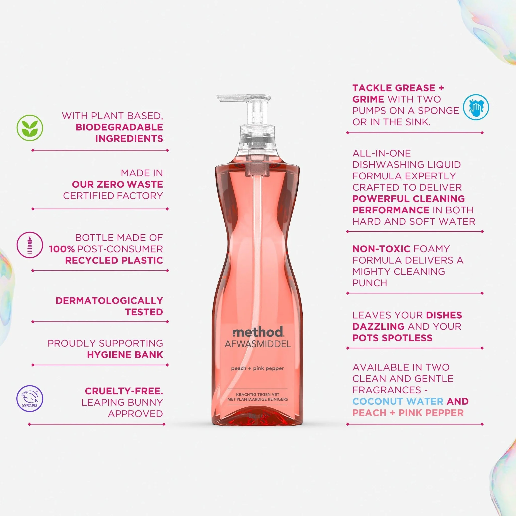 Method Płyn do mycia naczyń, kolor brzoskwiniowy i różowy pieprz, 532 ml