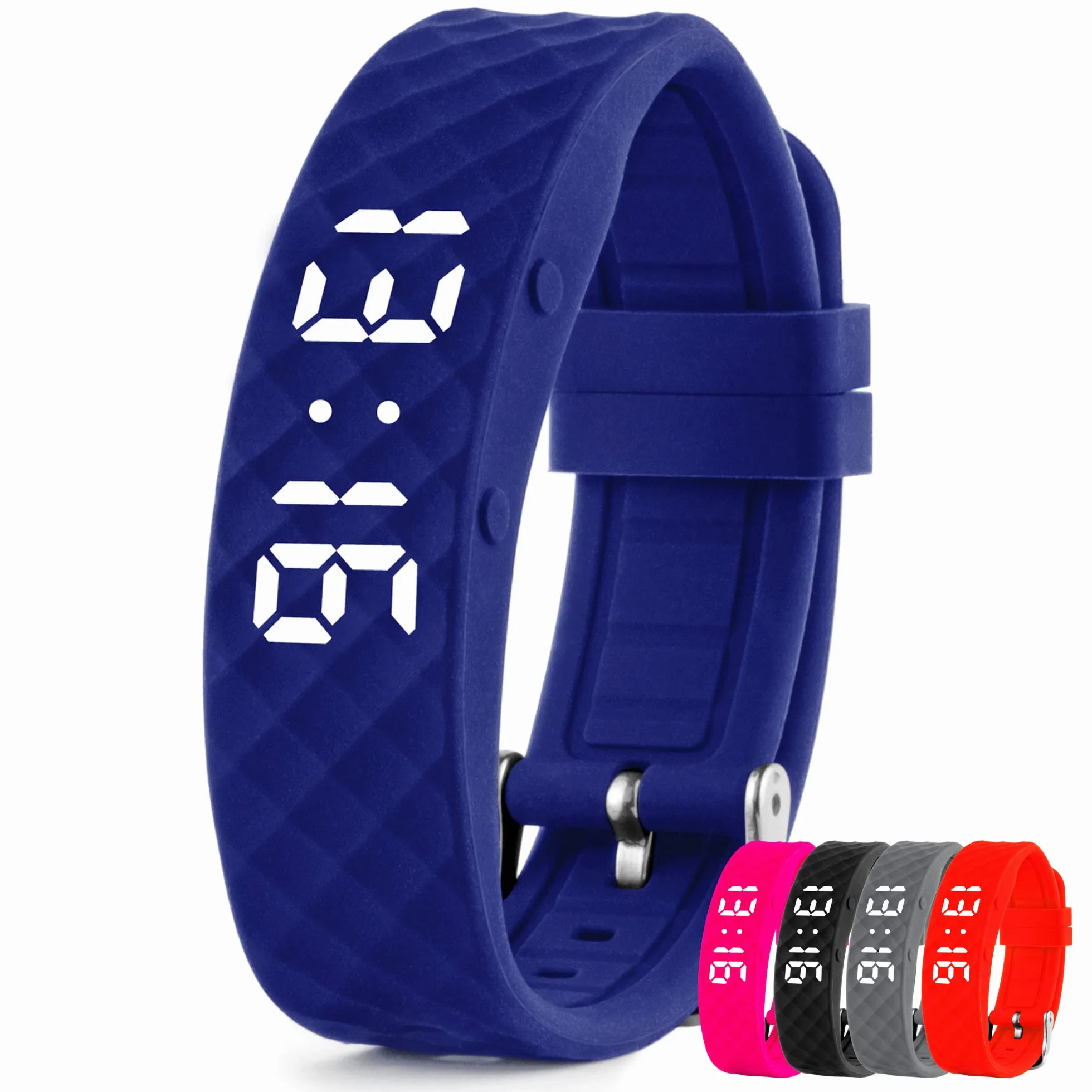 TabTime Zegarek z alarmem wibracyjnym niebieski duży 10 alarmów