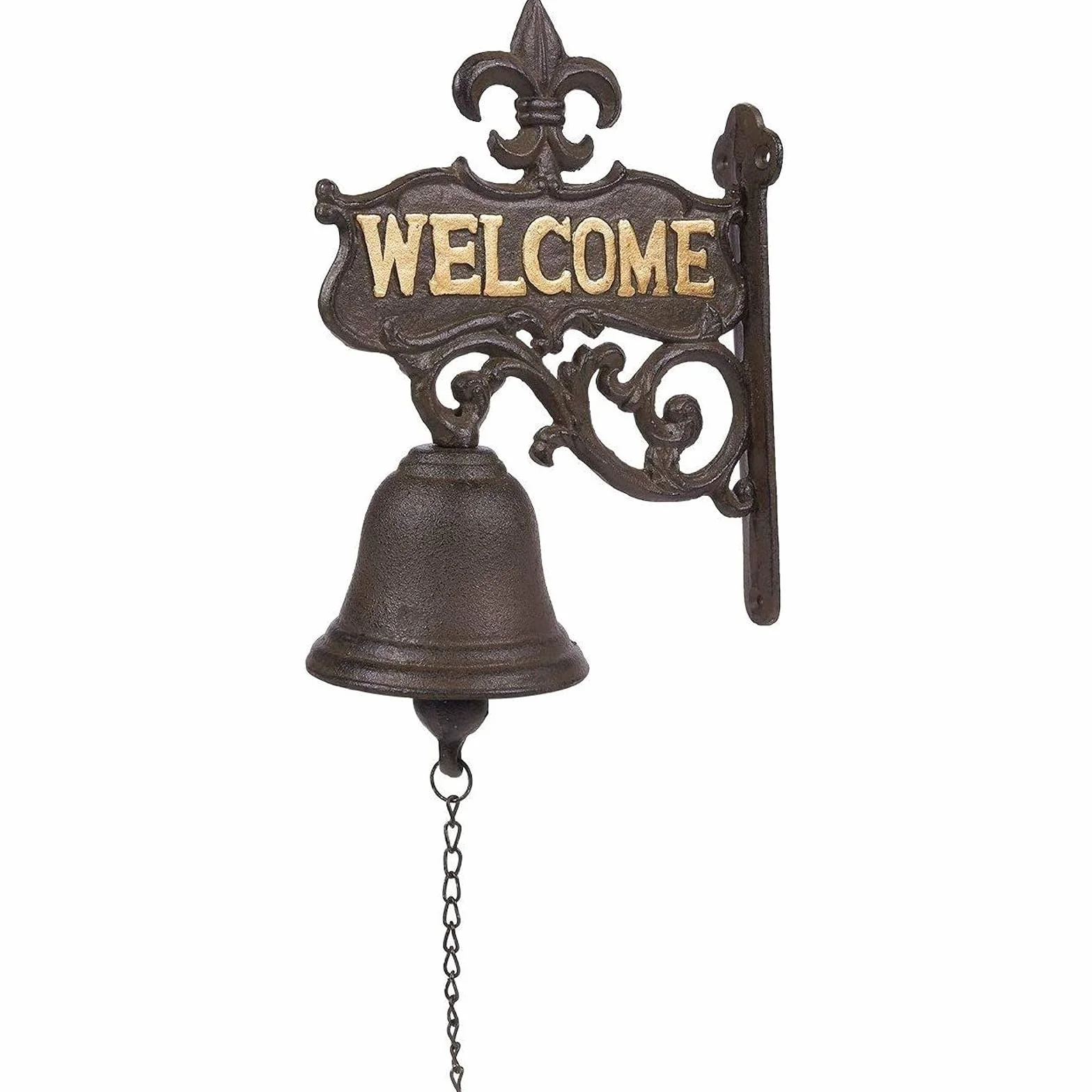Żeliwny dzwonek - "Welcome" dzwonek do drzwi wejściowych, antyczny dzwonek do drzwi wejściowych, wnętrze, dekoracja zewnętrzna, czarny - 6,7 x 23 cm x 2 cm
