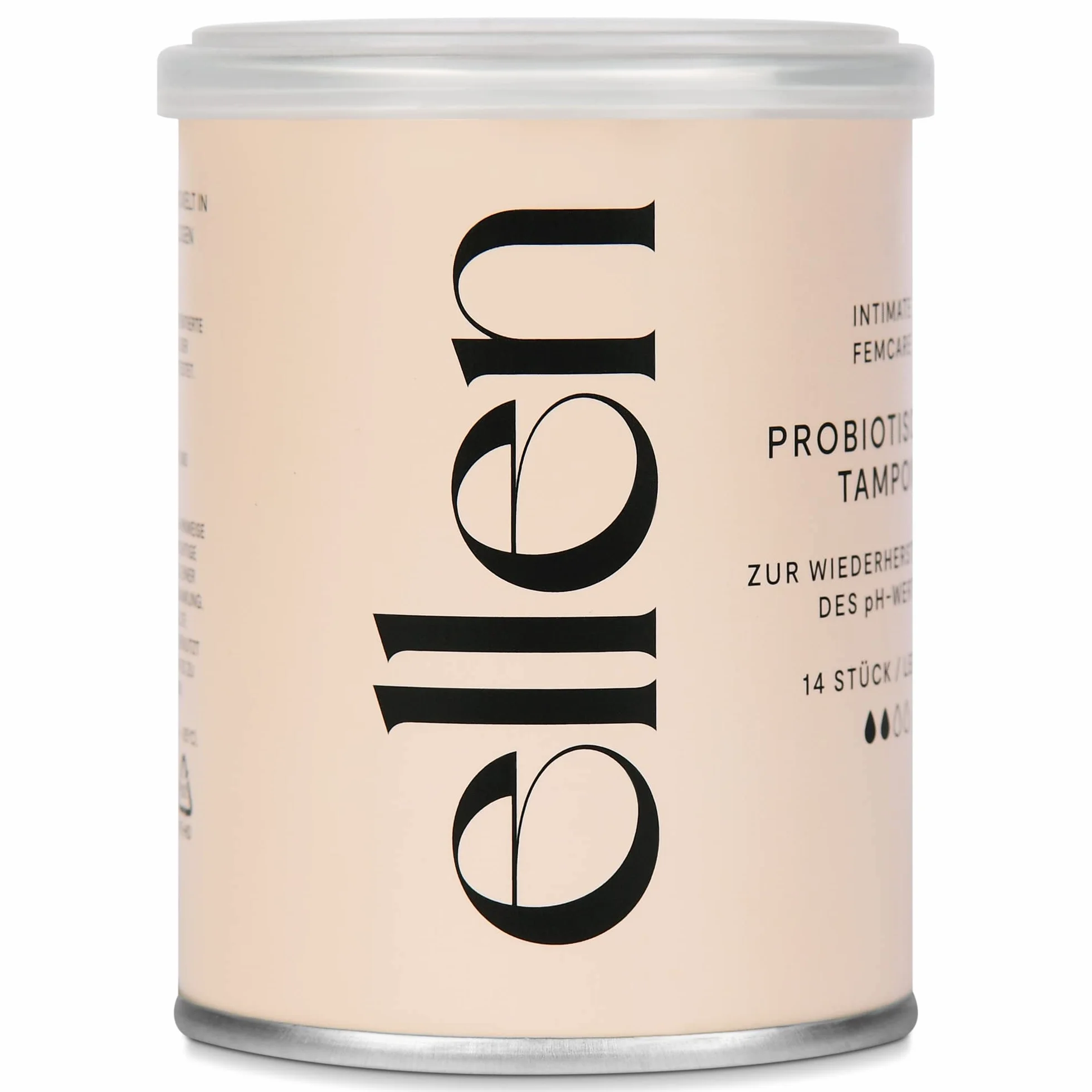 ellen® tampony probiotyczne, 14 sztuk, wzbogacone probiotykami, delikatna pielęgnacja dla zdrowia pochwy