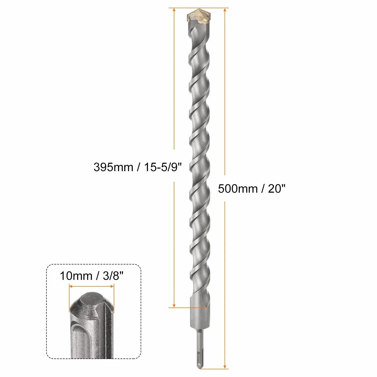 Wiertło udarowe SDS-Plus 500 mm z końcówką węglikową Wiertło do muru do betonu, cegły,(12mm)