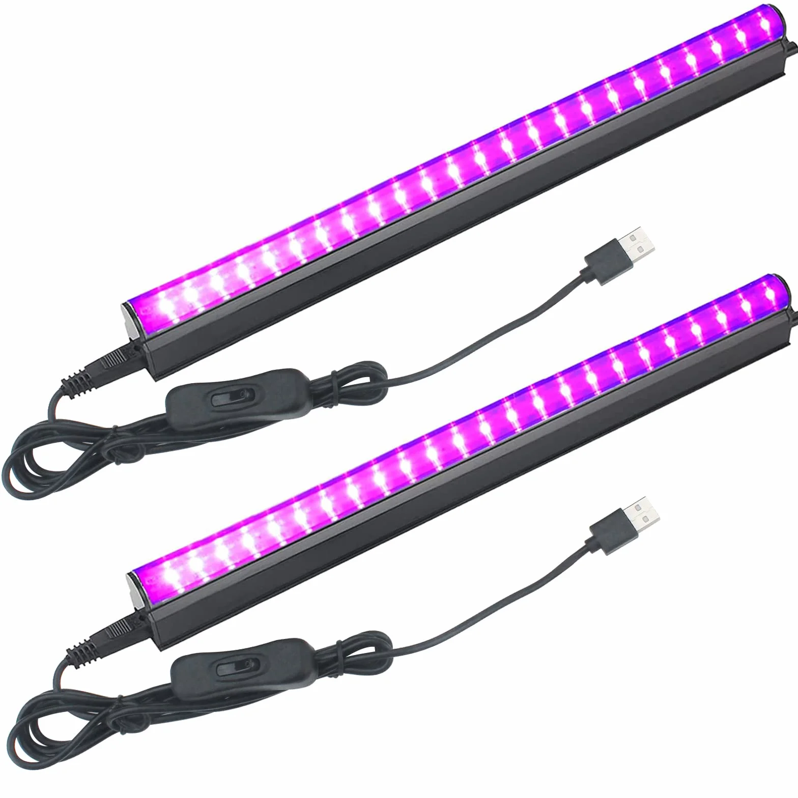 Eleganted Czarne światło, 2 sztuki, 5 W, USB UV, 395 nm, czarne światło, efekt świetlny, oświetlenie sceniczne z przełącznikiem, na Halloween, do klubu, na imprezę, dyskotekę