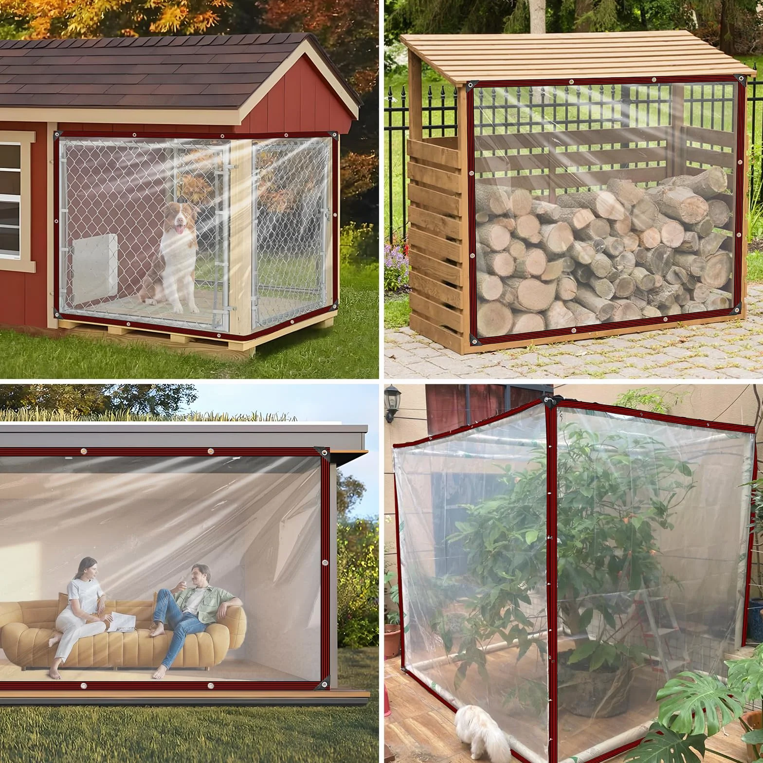 Przezroczysta plandeka, 2 x 3 m, do zewnątrz, na zimę, odporna na warunki atmosferyczne, dla balkonu, mebli ogrodowych, kurnika
