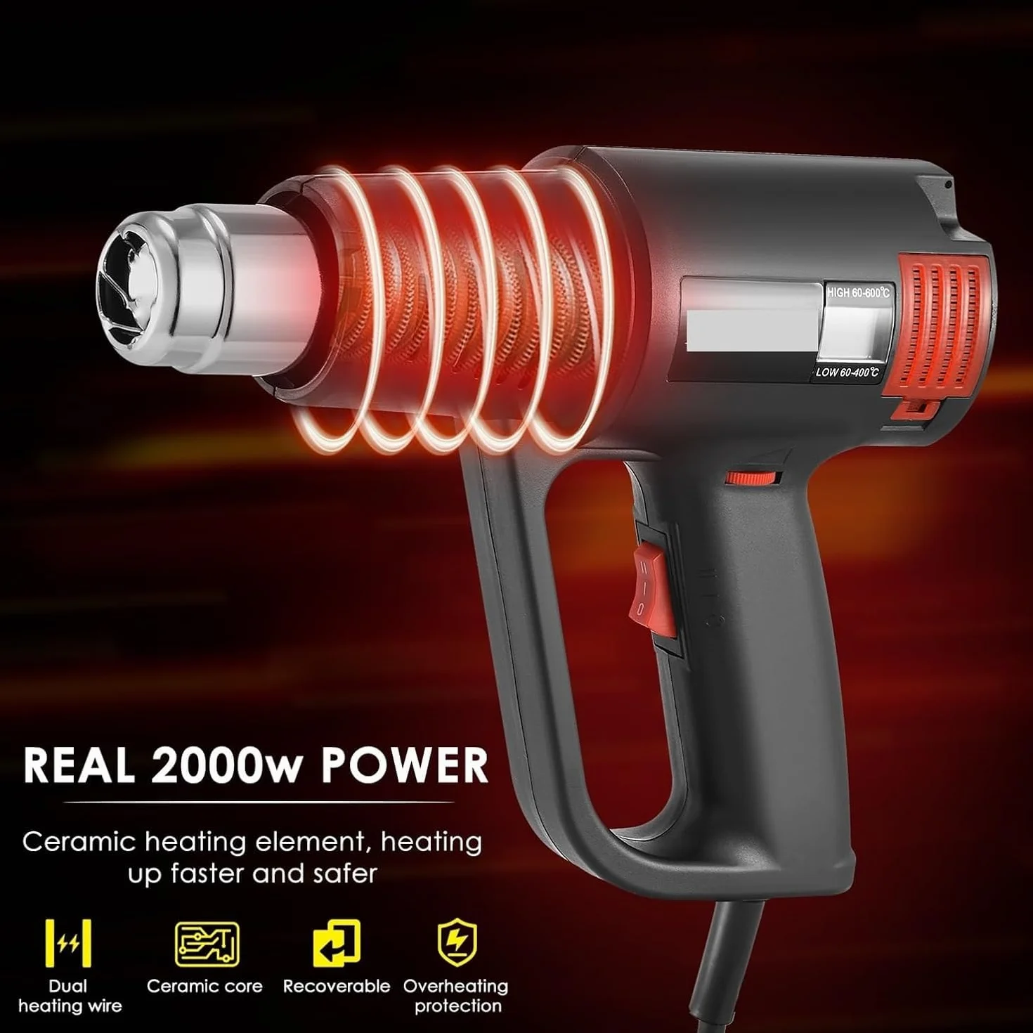 Opalarka LCD Zmienna temperatura z czterema dyszami Elektryczna suszarka do włosów z termoregulatorem do lutowania (Color : Uk Plug 240v)
