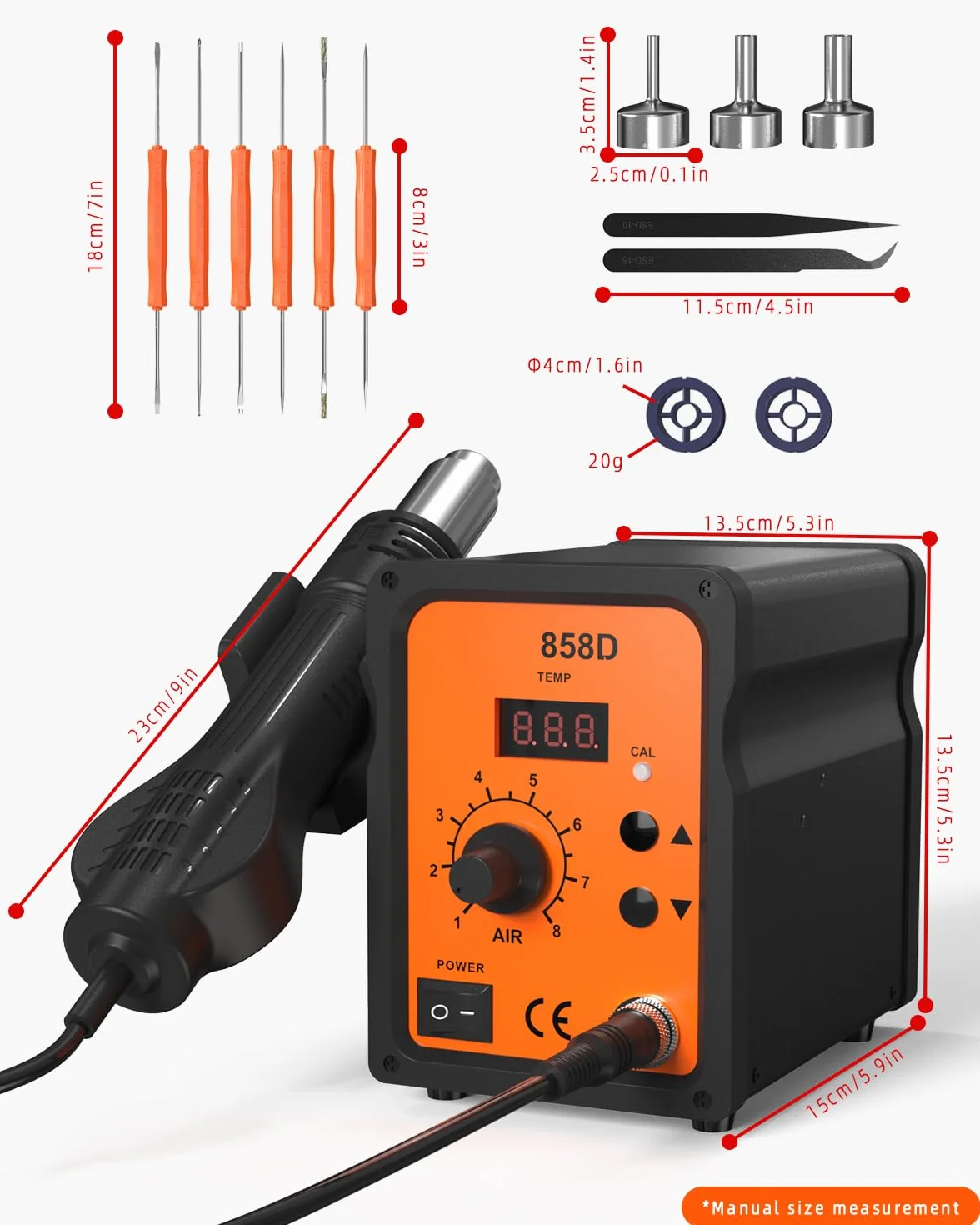 700W Stacja lutownicza na gorące powietrze (orange)