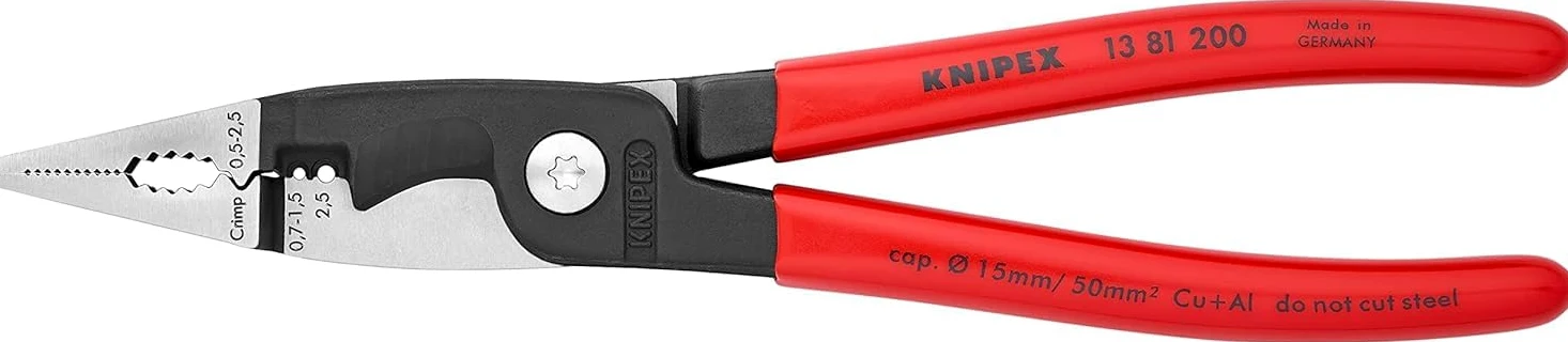 KNIPEX Szczypce do prac elektroinstalacyjnych z tworzywa sztucznego, powlekane 200 mm, 13 81 200