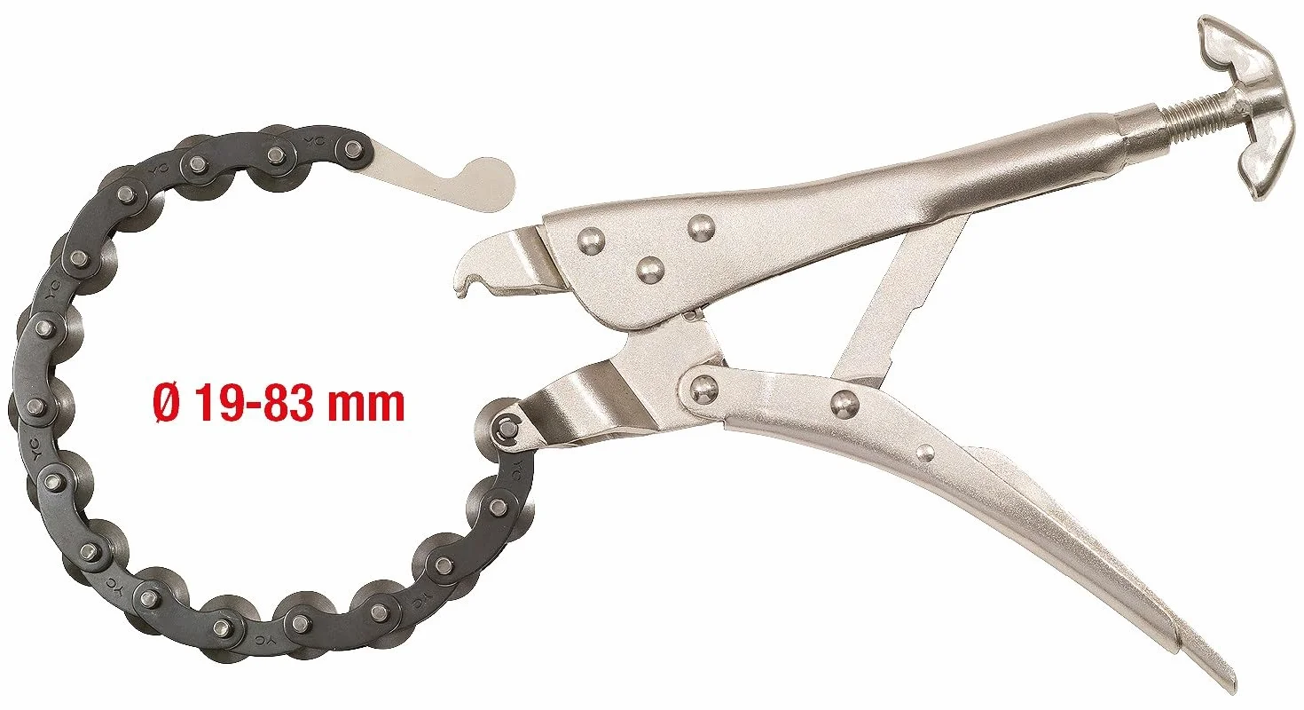 KS Tools 150.1515 Łańcuchowa obcinarka ze stali nierdzewnej do rur układu wydechowego, Ø 19-83 mm