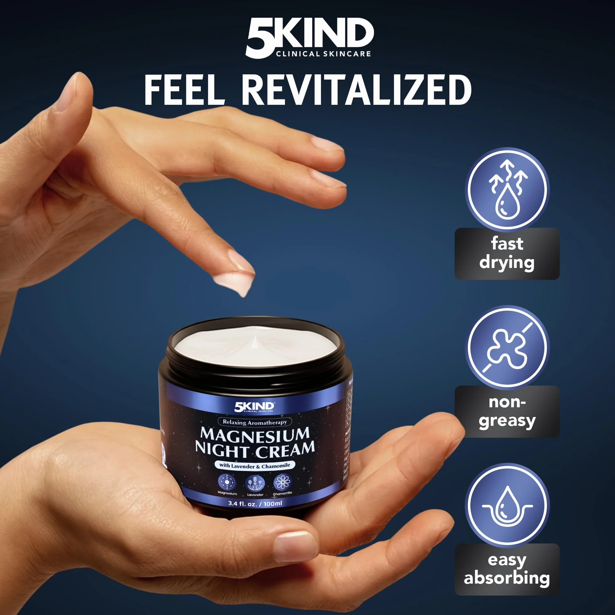5Kind Magnesium Sleep Cream 100 ml – Relaksujący Magnezowy Balsam do Stosowania Przed Snem z Lawendą i Rumiankiem – Kojąca Aromaterapia z Ekstraktami Lawendy i Rumianku – Naturalne Wsparcie Dla Snu