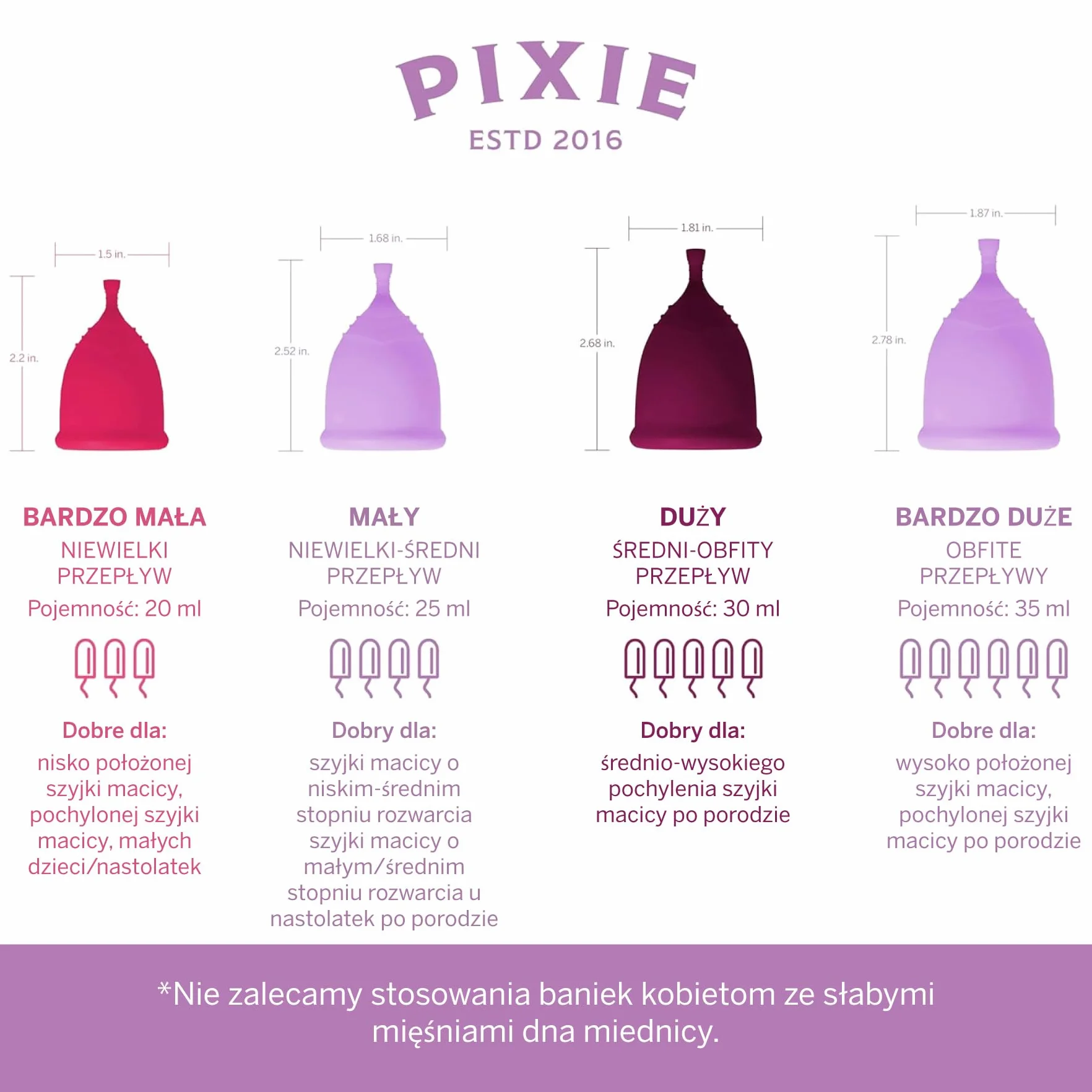 Pixie kubek menstruacyjny - bez metali i toksyn - 100% silikon klasy medycznej - 1 miejsce dla najbardziej miękkiego kubka wielokrotnego użytku - noś 12 godzin - alternatywa dla tamponu - kup jeden
