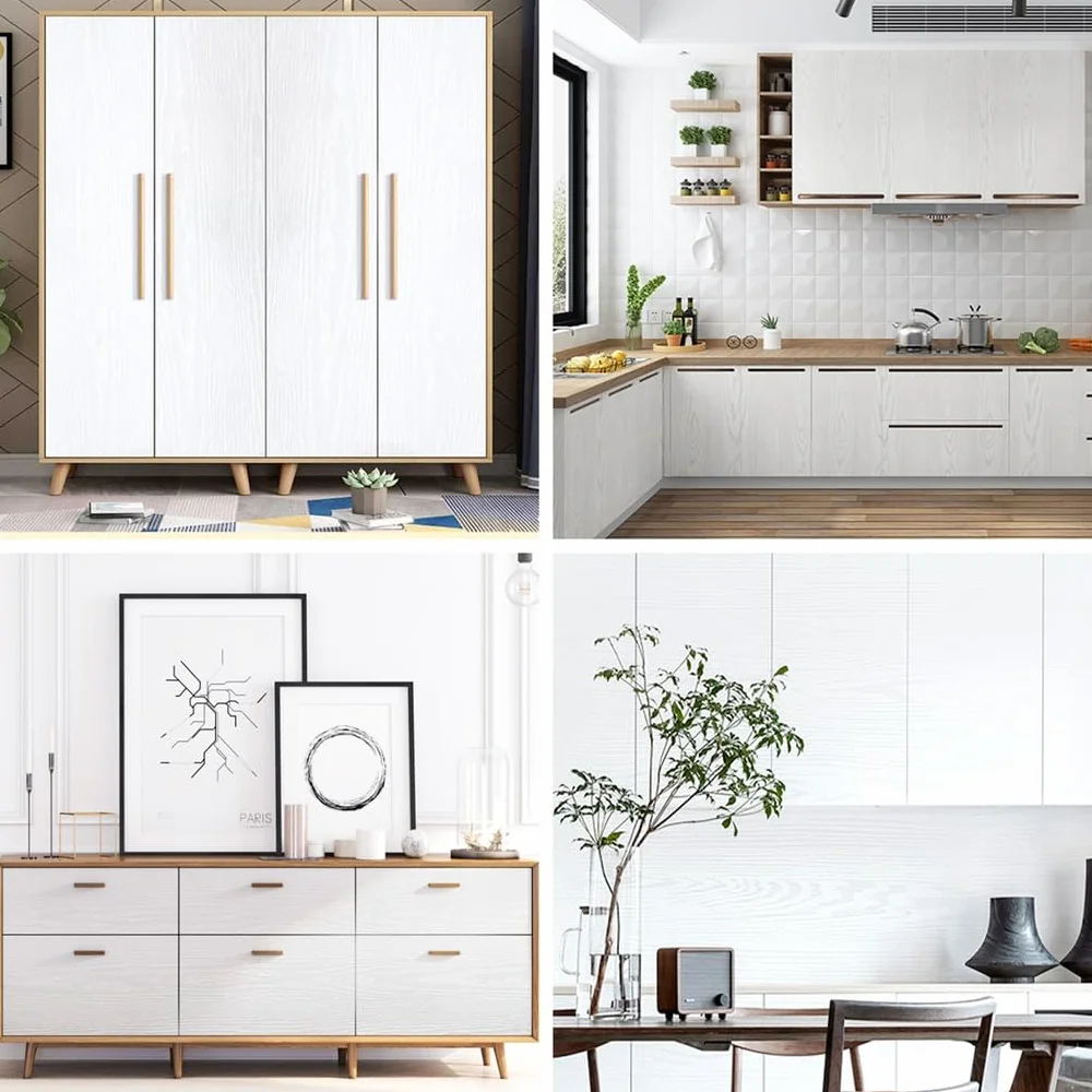 Arthome Biały Drewniana Samoprzylepna Tapeta Winylowa 30cmx254cm Dekoracja Folia Samoprzylepna Tapeta Wodoodporna do BlatóW,Szafek,Powierzchni Mebli Pokryć śCiennych,łAtwa Czyszczenia,Usuwalna