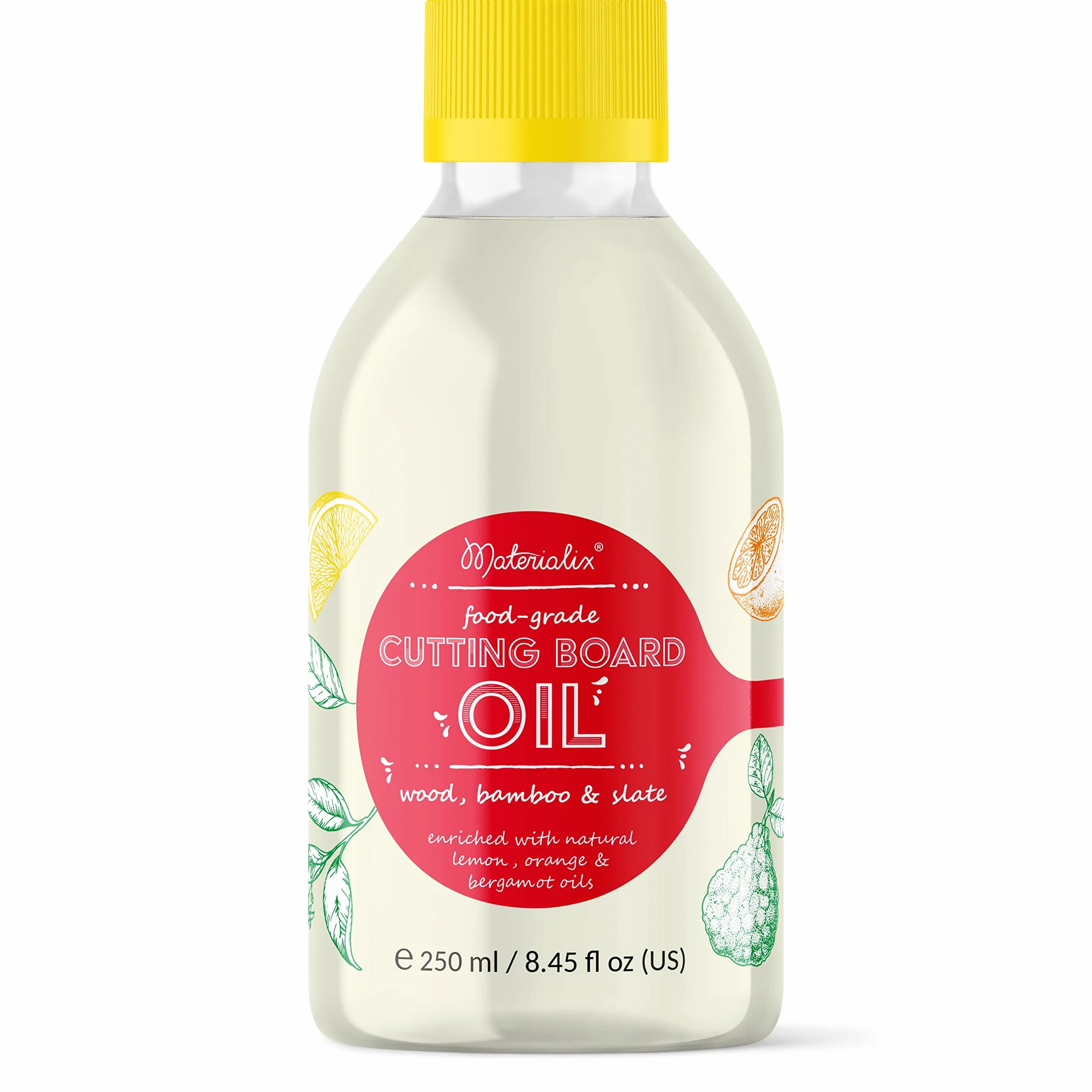 Materialix Olej do desek do krojenia - cytrynowy, pomarańczowy i begamotka, 250 ml (butelka)