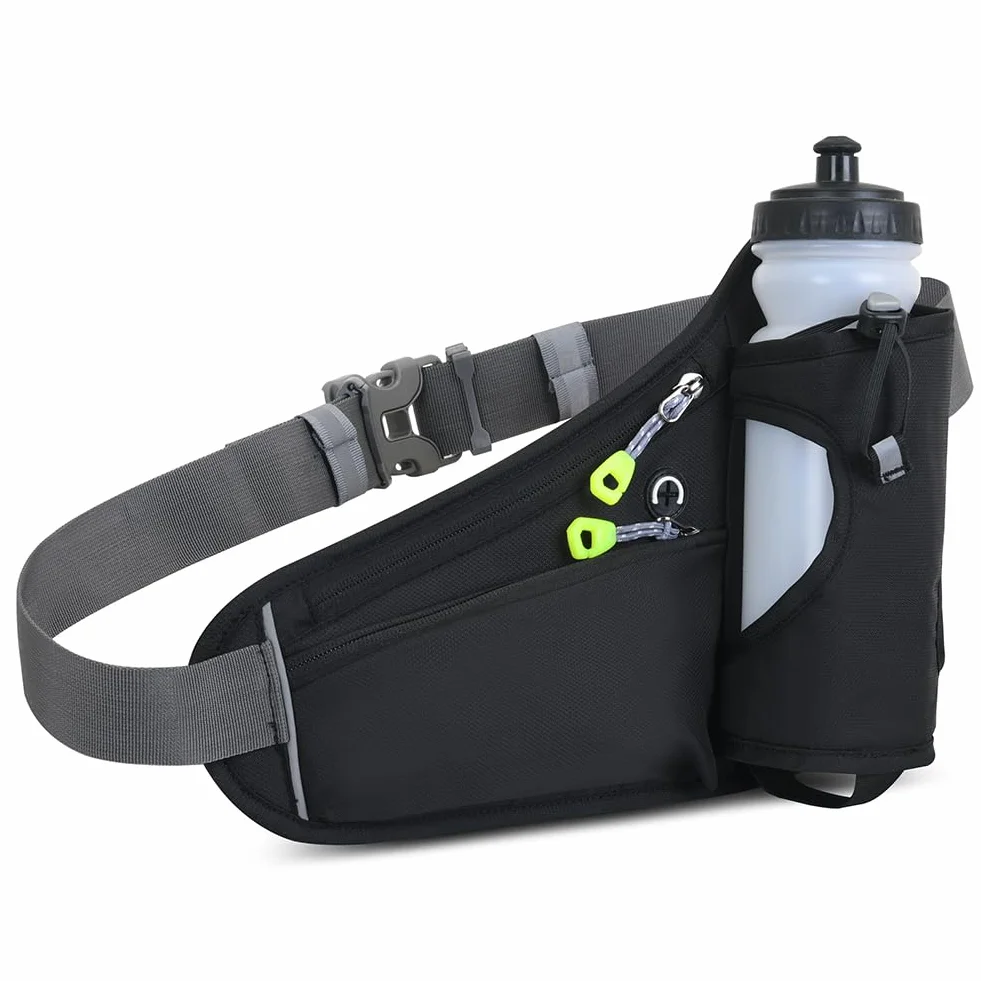 Flintronic Torba na pasek, sportowa biodrowa z butelką na napoje, oddychająca, do biegania, kempingu, wspinaczki, jazdy na rowerze, 1#czarny