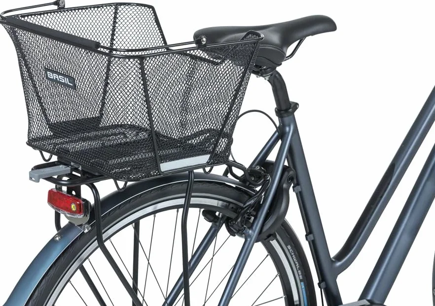Basil Lesto koszyk rowerowy MIK, czarny – zamykany system MIK z płytą adapterową, odporny na warunki atmosferyczne i wytrzymały, idealny do zakupów i codziennego użytku
