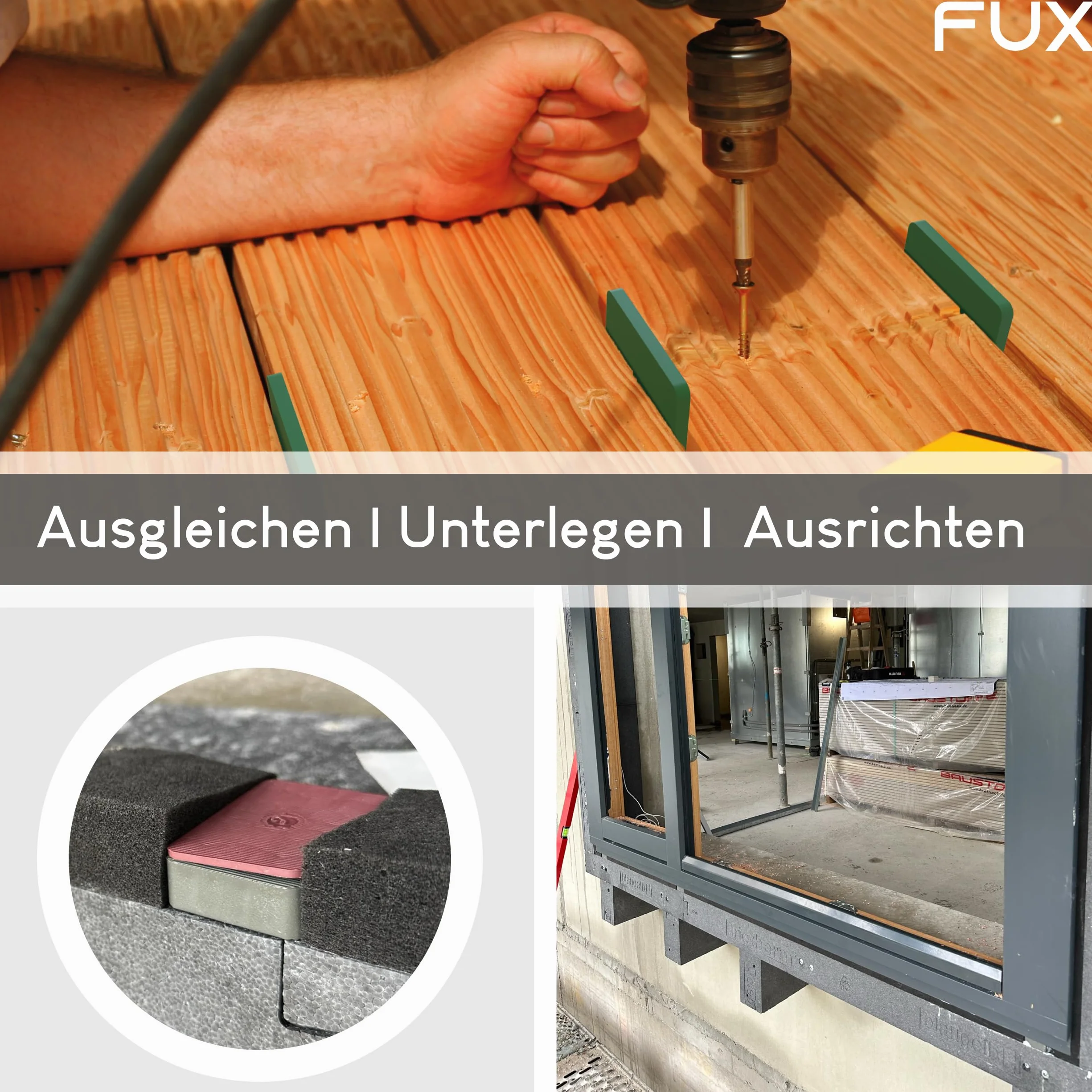 FUX 100 sztuk podkładek dystansowych z tworzywa sztucznego, 60 x 40 x 1,5 mm, klocki do szyby, podkładki dystansowe, płytki z tworzywa sztucznego, płytki wyrównujące, kliny okienne (grubość: 1,5 mm)