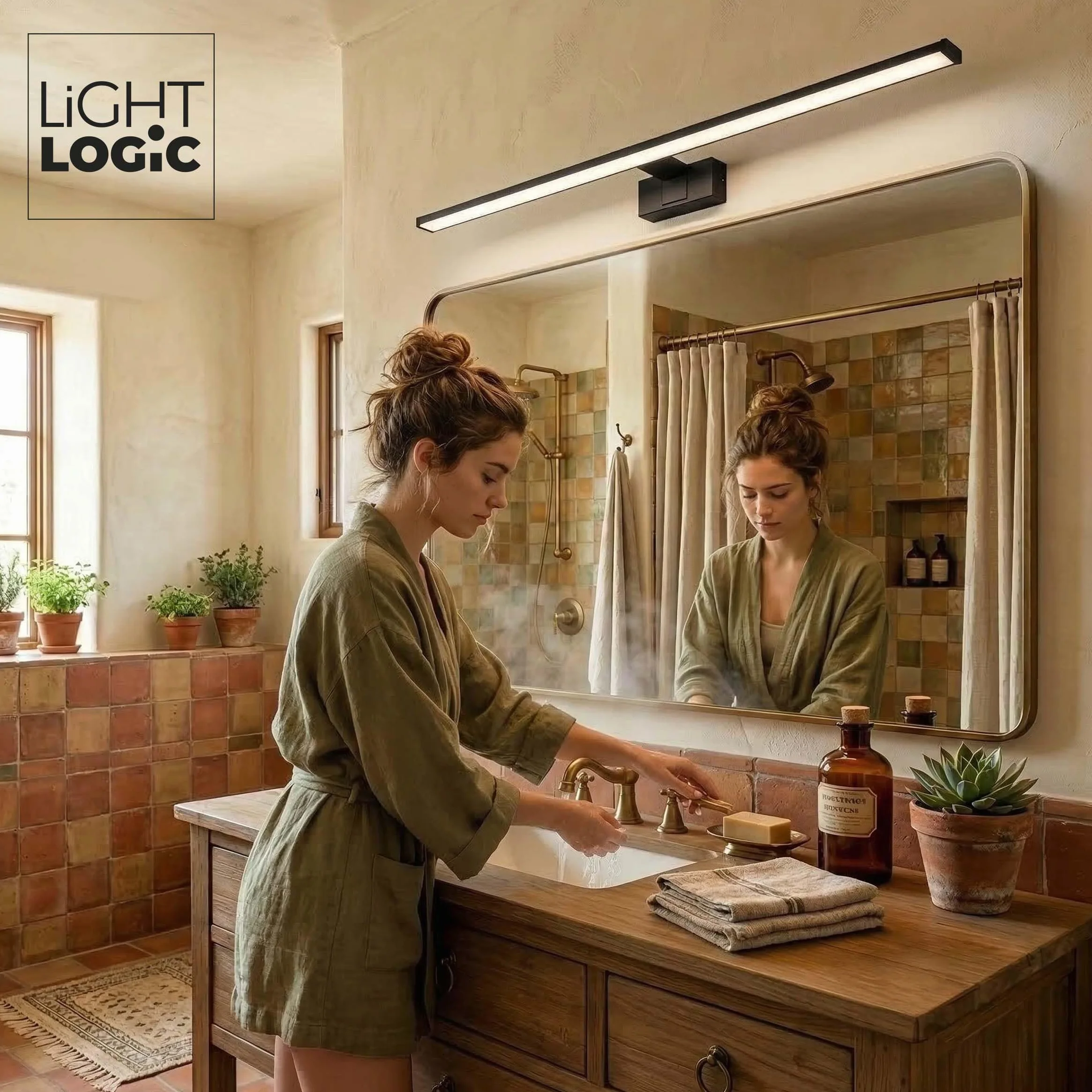 Lampa łazienkowa LL WALL LAMP 15W czarna kinkiet nad lustro 80cm IP44 LED