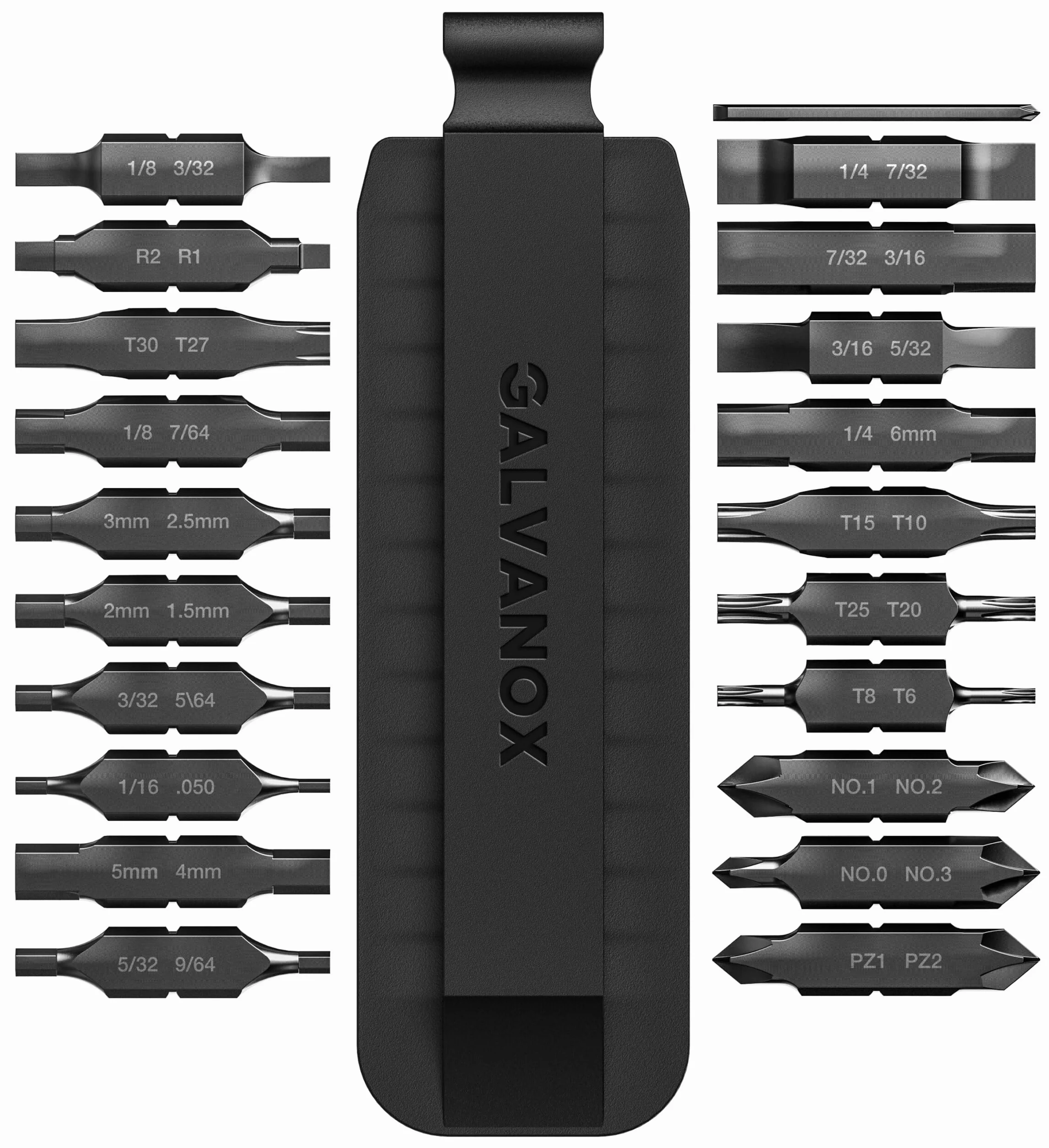 Galvanox Zestaw Bitów Płaski 21 szt. Hartowana Stal S2 59-HRC Do Śrubokrętów Leatherman