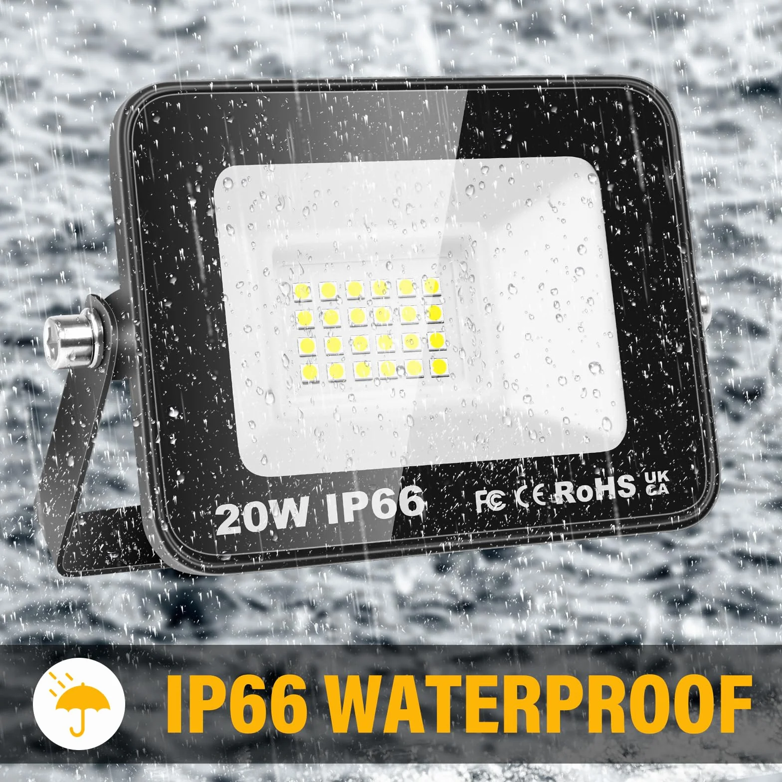 Willpower Zewnętrzny Reflektor LED 20 W 2000 lm IP66 Projektor 6000K Biała Lampa Bezpieczeństwa 85 V-265 V Oświetlenie Do Ogrodu Garażu Podwórka Patio Korytarz