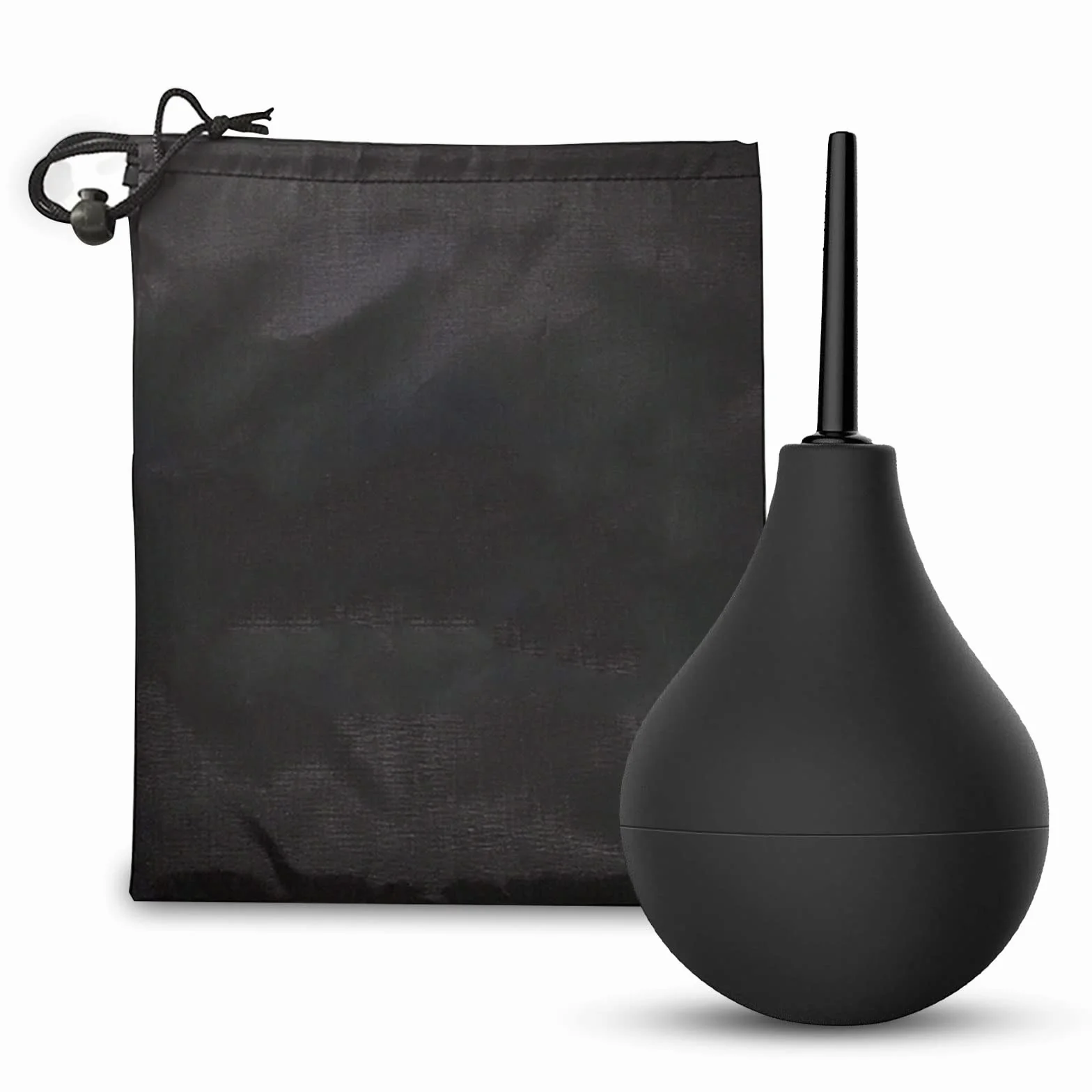 TSHAOUN Bulb Douche dla mężczyzn i kobiet, wielokrotnego użytku, silikonowa cienka dysza, bezpieczna, wygodna, gumowa myjka, zestaw do czyszczenia, 160 ml (czarna), 15,5 x 7 cm