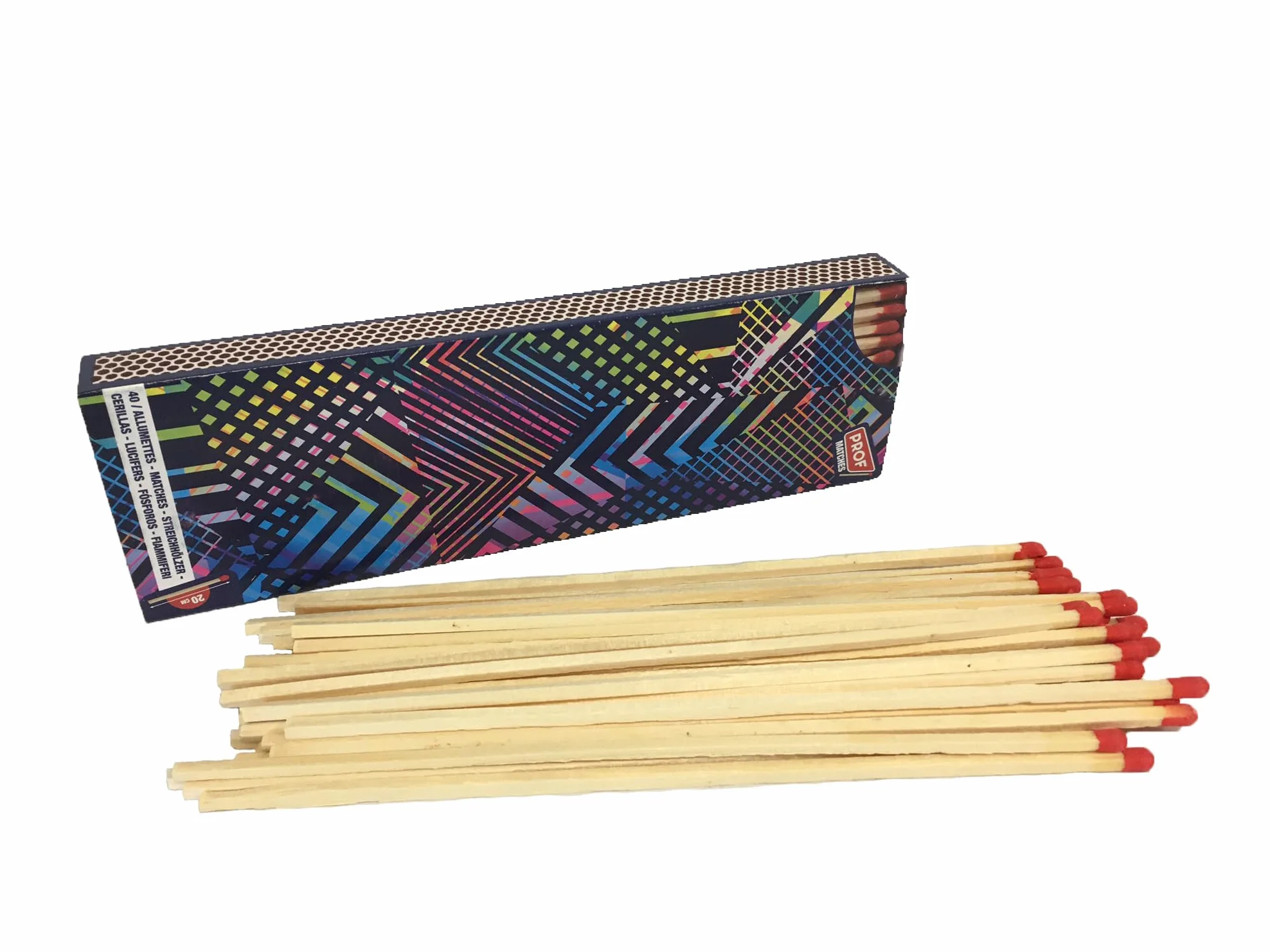 Generico Długie zapałki XXL drewniane 20 cm kij 40 zapałek do kominka, grilla, pieców