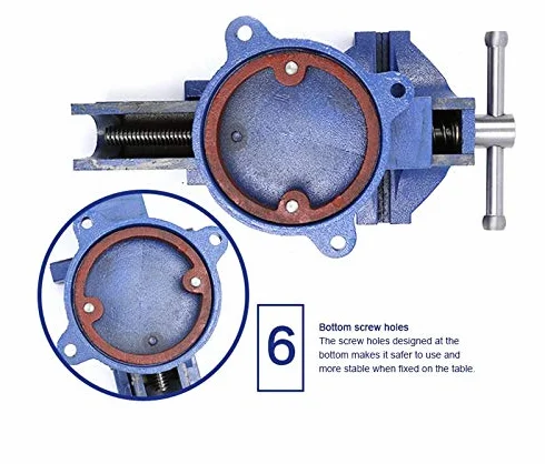 KATSU Tools Imadło stołowe 125 mm, wytrzymałe, obracana o 360°, imadło warsztatowe dla mechaników i inżynierów, żeliwne narzędzie zaciskowe do warsztatów i garażu, model 402351
