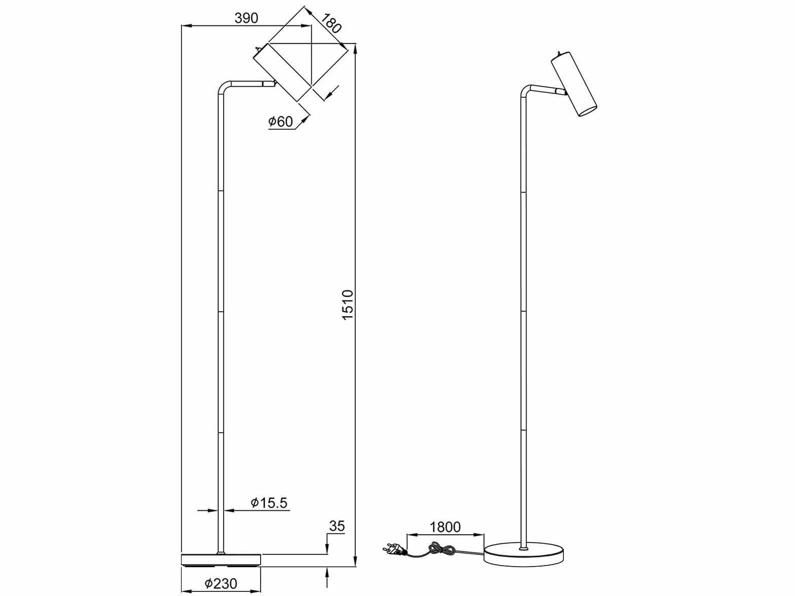 meineWunschleuchte Lampa stojąca z metalu w kolorze srebrnym matowym z regulowanym reflektorem, wysokość 151 cm