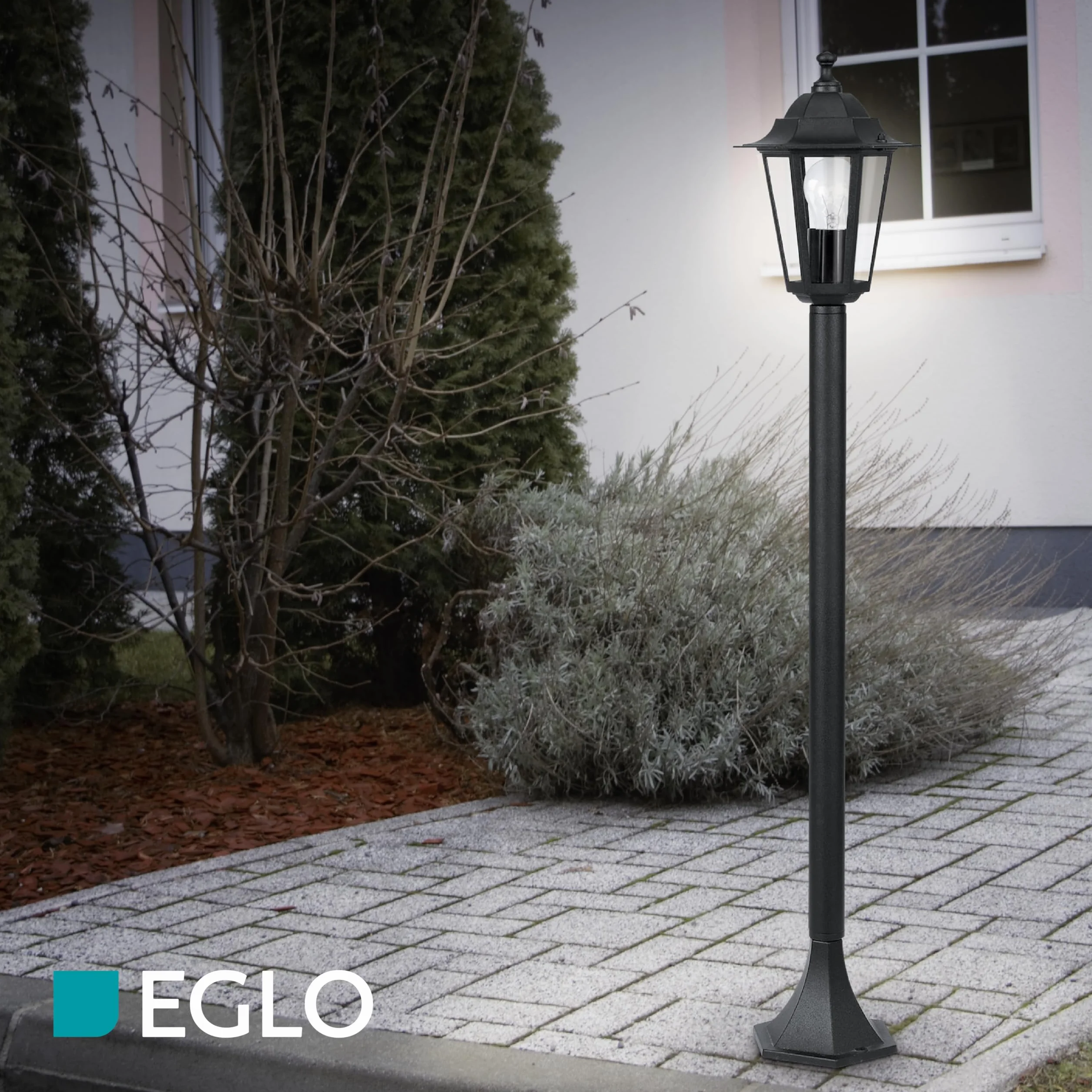 EGLO Laterna 4 lampa stojąca zewnętrzna 1-punktowa czarna aluminium E27 IP44