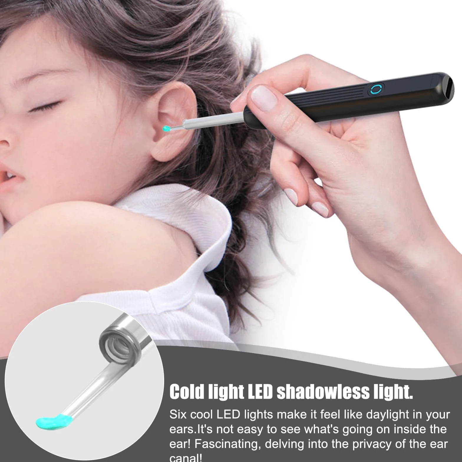 Otoskop do usuwania woskowiny usznej 1080p HD z kamerą WiFi IP67 6 diod LED