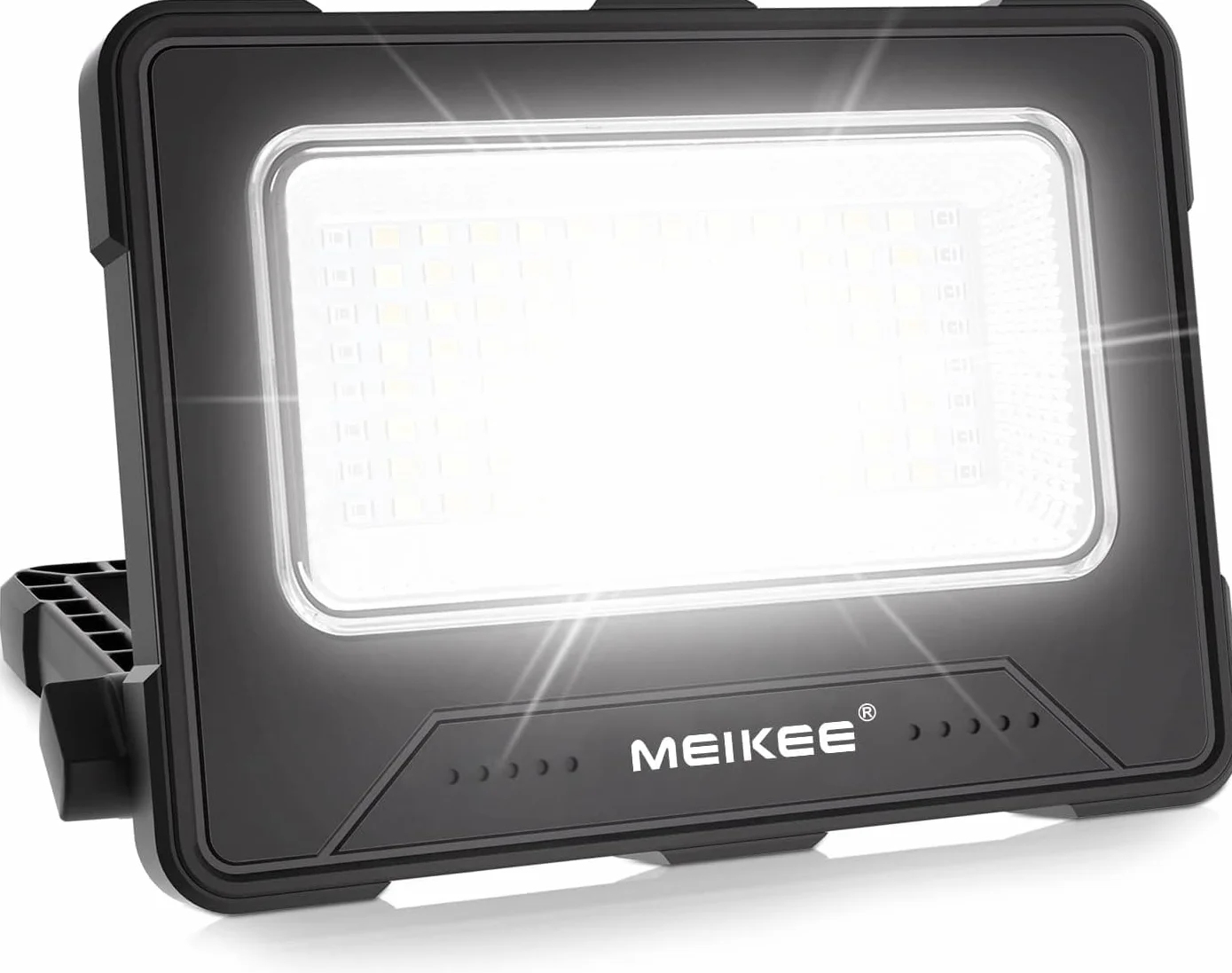 MEIKEE Reflektor budowlany LED 80W, lampa robocza LED 12000mAh, reflektor akumulatorowy, 4 tryby świecenia, lampa kempingowa, przenośna, 5 poziomów jasności, ładowanie solarne i USB, lampa