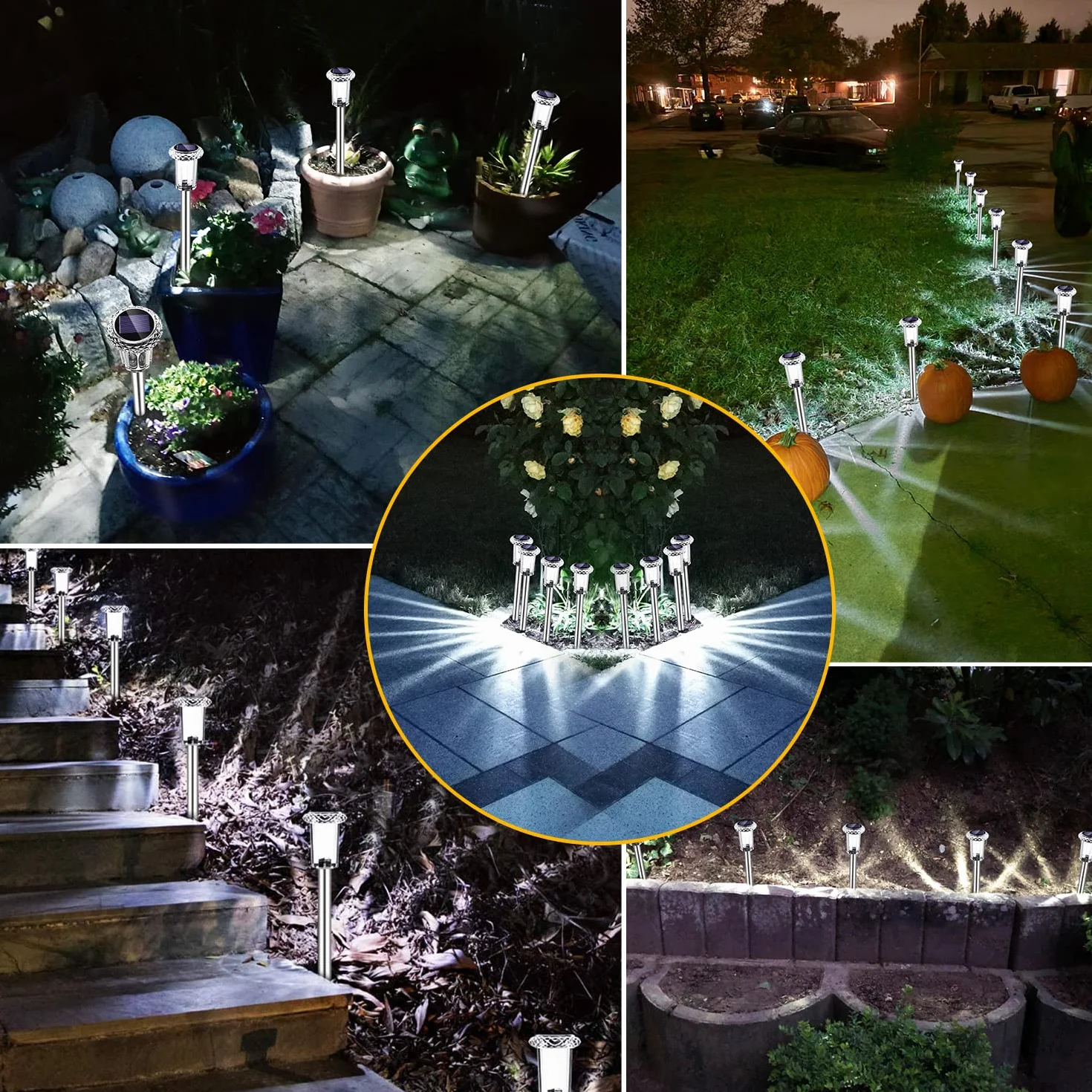 Solar do samochodu, na zewnątrz, zimna, biała, wodoodporna, IP65, bezprzewodowa, do ogrodu, balkonu, ścieżki, drzew, trawnika, krzewów, zestaw 6 lamp