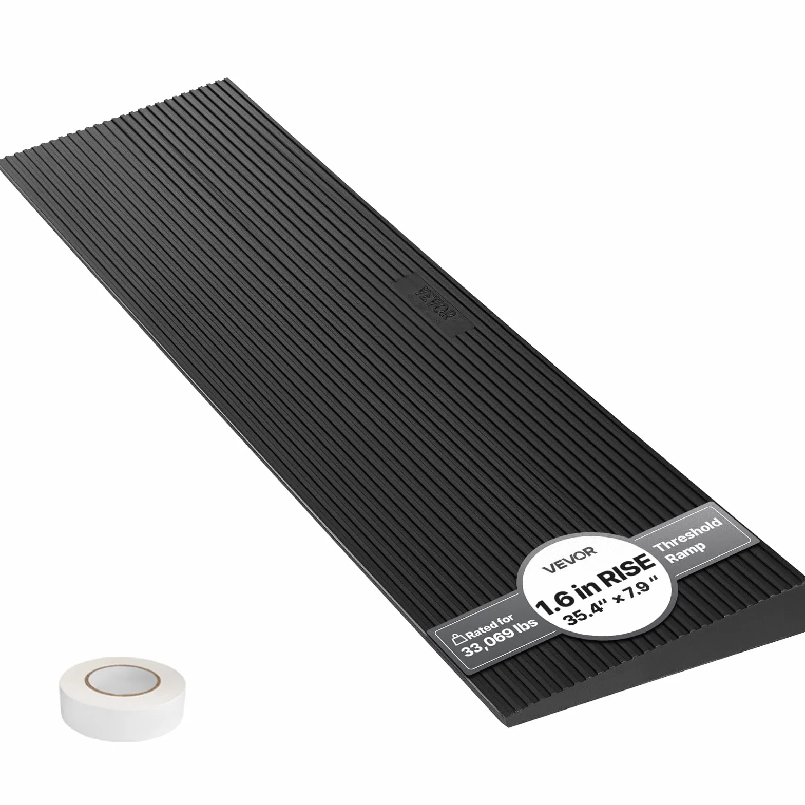 VEVOR Rampa progowa wysokość 4 cm rampa do cięcia gumy, obciążenie 15 t, rampa dostępu do wózków inwalidzkich, szerokość 90 cm, antypoślizgowa, dwustronna taśma samoprzylepna do drzwi łazienkowych