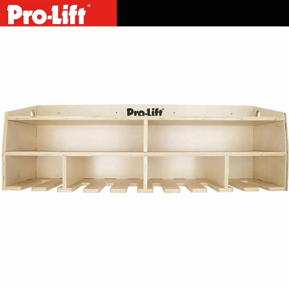 Pro-Lift Organizer na wiertarkę akumulatorową – stojak do przechowywania elektronarzędzi ściennych, 10 przegródek do zawieszenia, drewniany M-005W