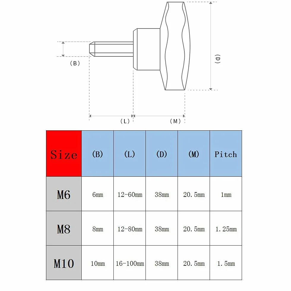 4 sztuk śrub radełkowanych M8 x 35 mm z uchwytem gwiazdowym, czarne śruby skrzydłowe z łbem gwiazdowym, przycisk zaciskowy do obrabiarek i maszyn