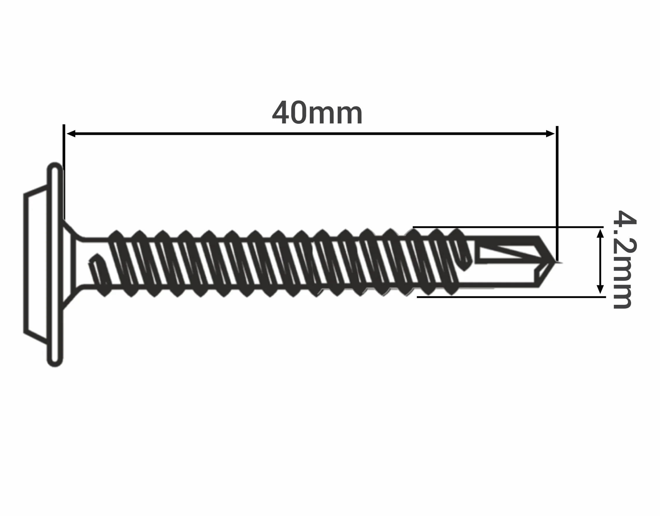 SKIR'CO (150 szt.) Malowane wkręty samowiercące 4,2 x 40 mm, wkręt do blachy, z łbem grzybkowym modyfikowanym PH (czekoladowy brąz RAL 8017)