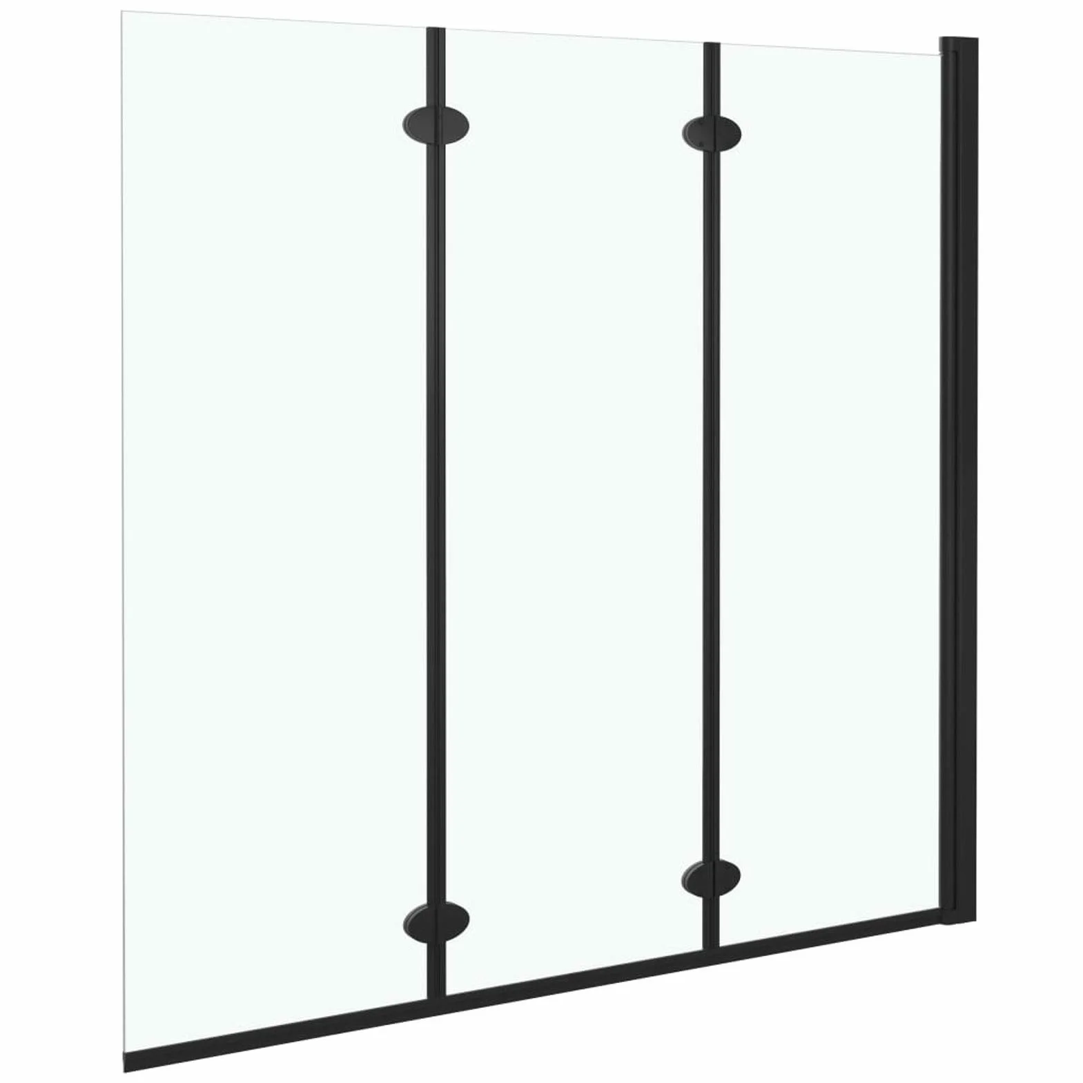 Składana ścianka prysznicowa 3 panele ESG 130 x 138 cm czarny, przegroda do wanny, parawan prysznicowy, kabina prysznicowa, parawan łazienkowy