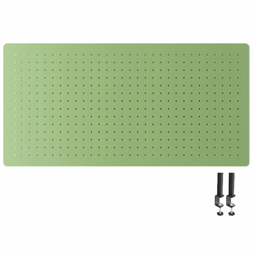 Wielofunkcyjny organizer ścienny z perforowanymi panelami, zielony, do domu i biura, 80 x 40 cm, stojak na narzędzia do majsterkowania z podstawą, perforowane panele do montażu