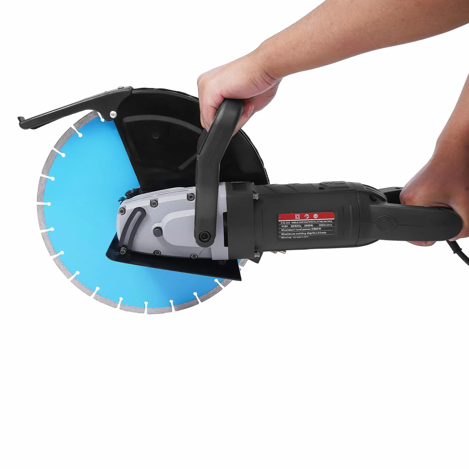 Elektryczna piła do betonu, 3800R/min, przewodowa piła tarczowa, głębokość cięcia 135 mm, sucha tarcza na mokro z tarczą, ostrzem, do cięcia płytek, cementu, granitu, metalu itp
