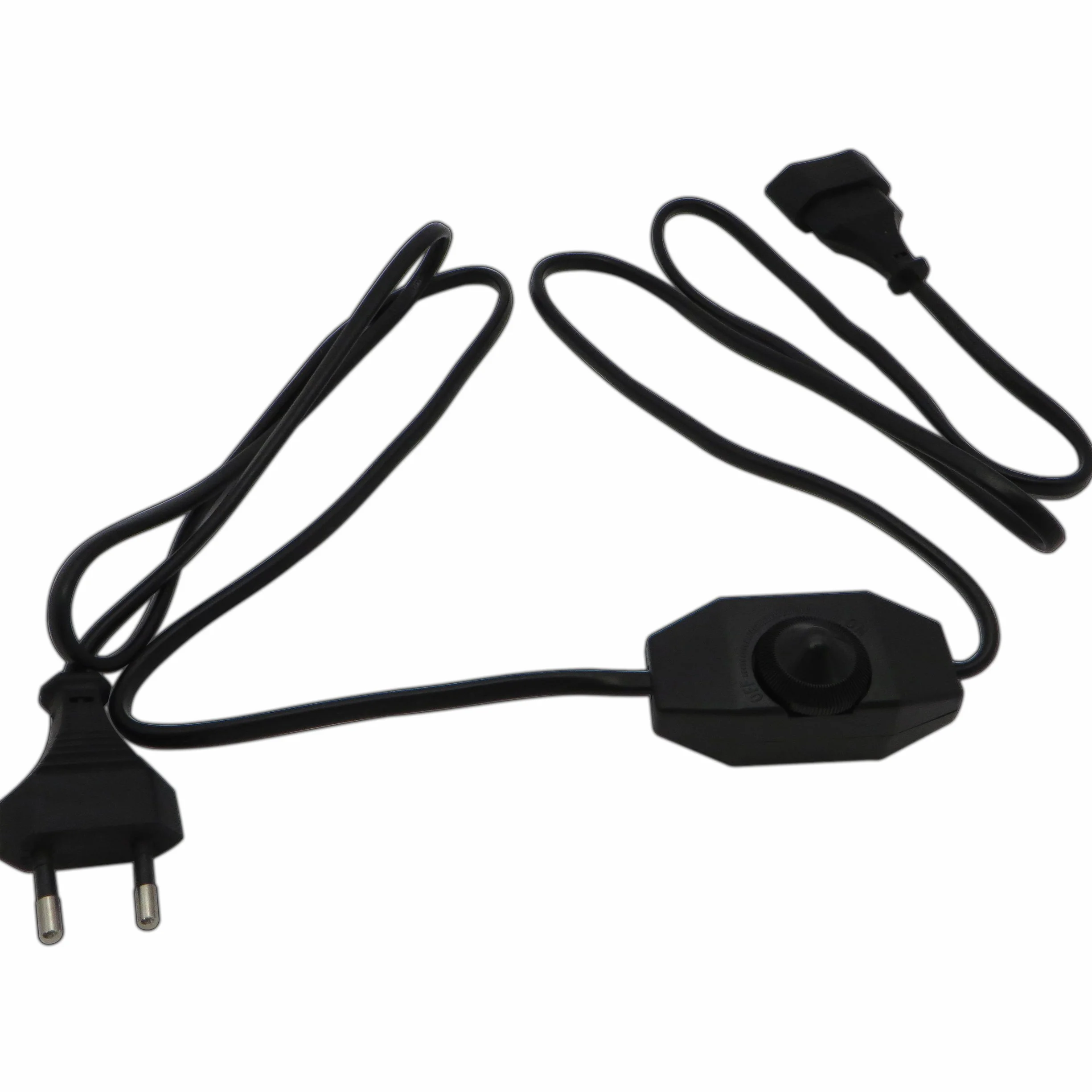 Ściemniacz LED 1-60 W z kablem o długości 2 m (wtyczka + gniazdo), bezstopniowe ściemnianie/ściemnianie (żyłowy ściemniacz obrotowy) do żarówek LED – przełącznik ściemniacza pośredniego (czarny)